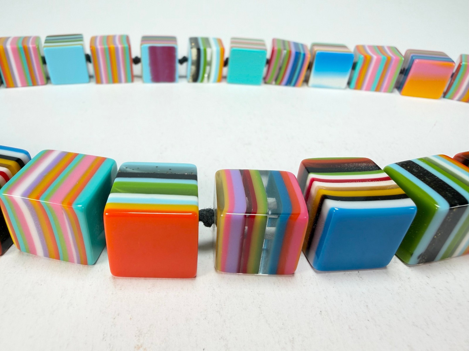 Jackie Brazil “POP” Liquorice Mix Colours Small Cubes 65cm Necklace ( N0046 )