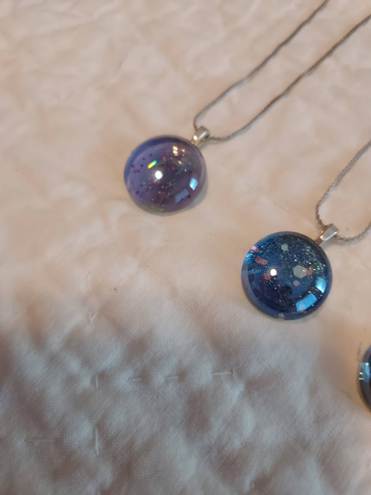 Lot Of 7 Handmade Glass Bead Necklaces Reseller Sparkle Marble w/ Chain NWOT