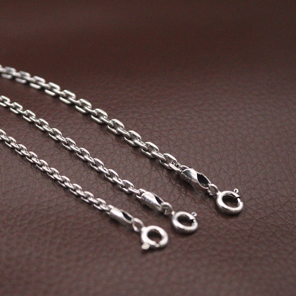 Real 925 Sterling Silver Women’s Necklace 2mm 2.5mm 3mm Cable Link Chain 18-28″L