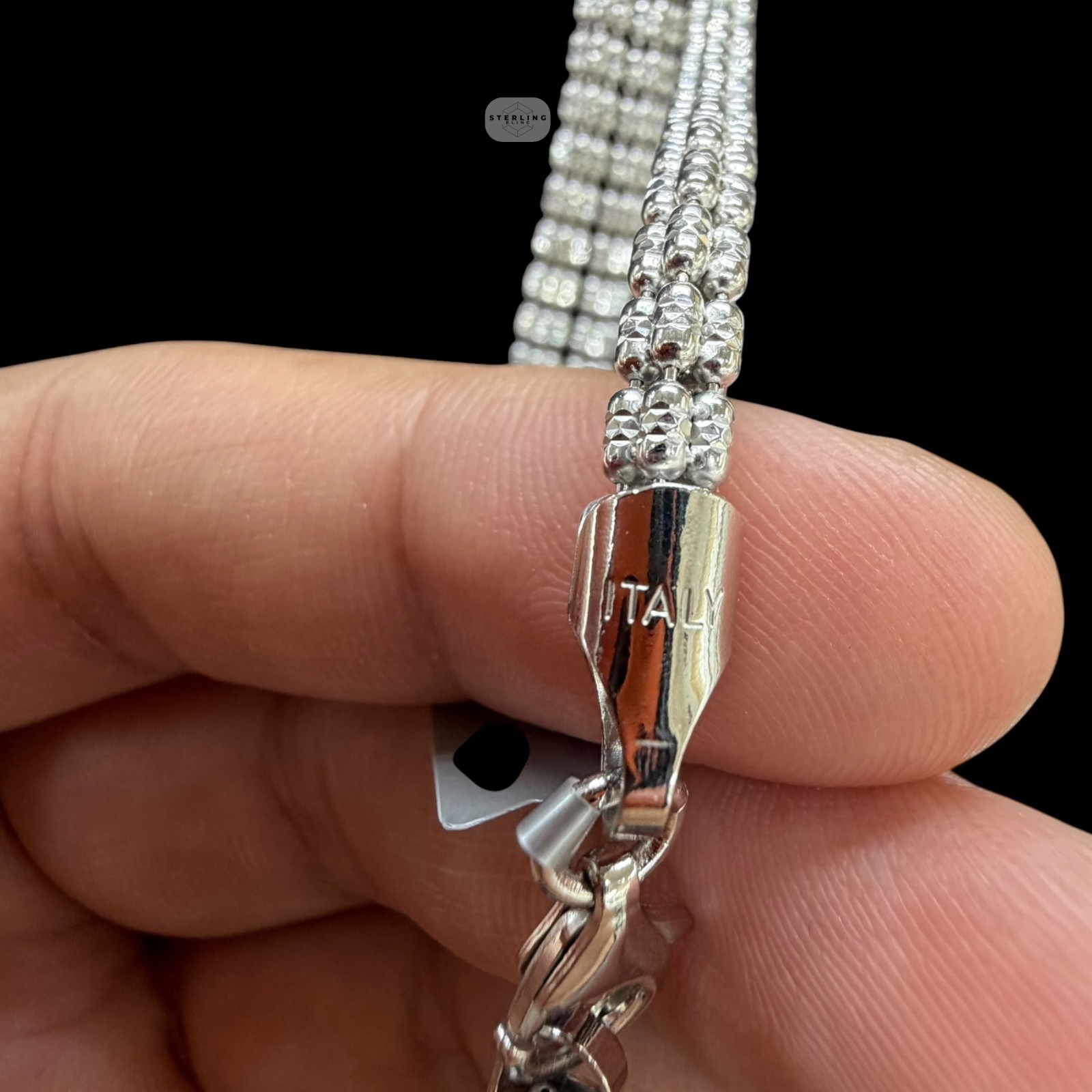 4mm Rhodium Ice Chain Diamond Cut Made in Italy Bronze Necklace Bracelet