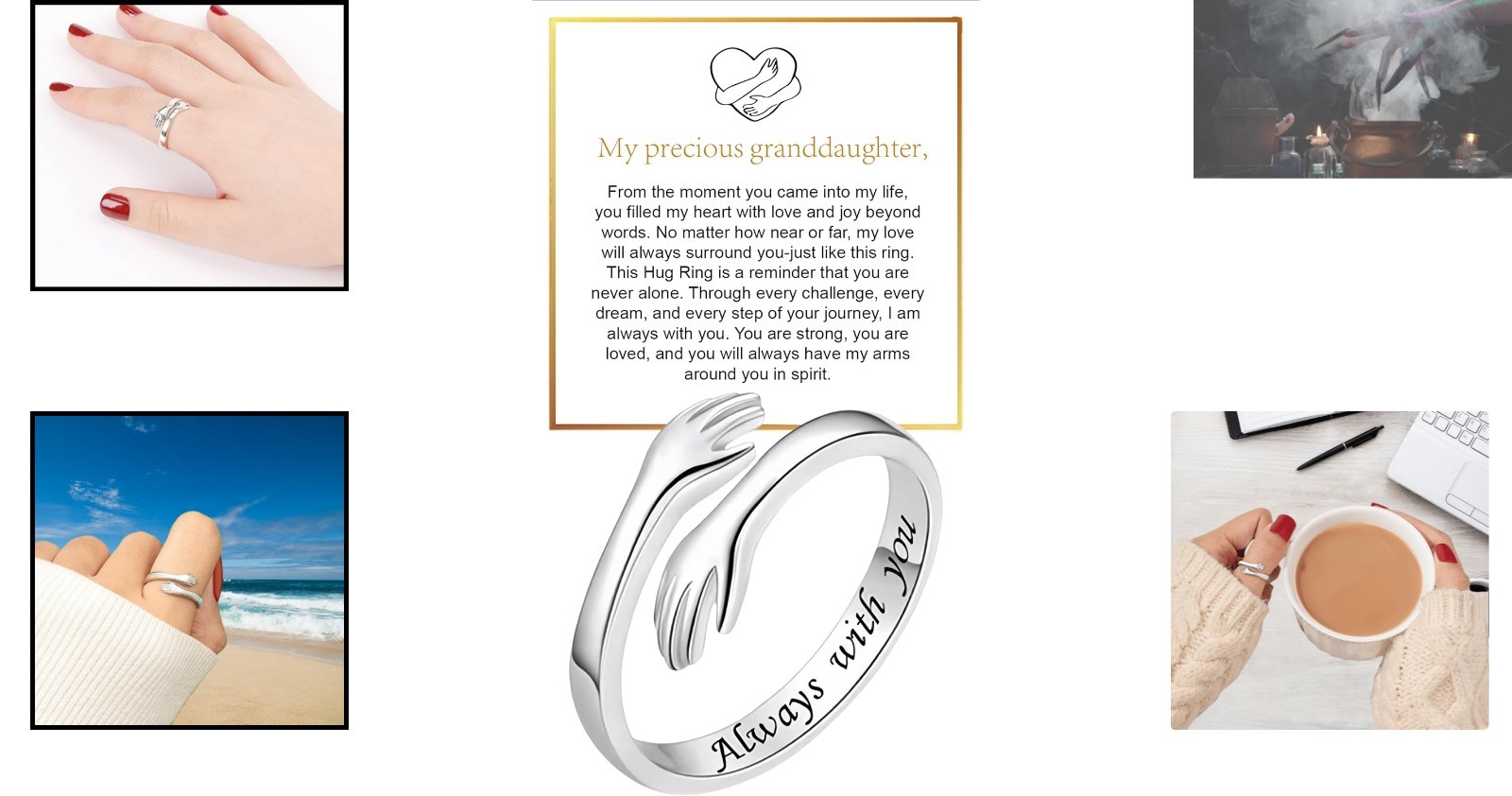 Adjustable Hug Ring with Engraved Love Messages: Perfect Gift for Granddaughters