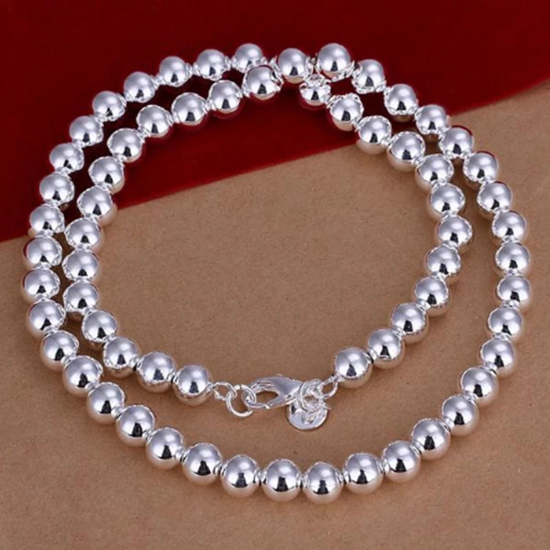 16″-20″ Women’s 925 Sterling Silver 10mm Hollow Beads Balls Chain Necklace