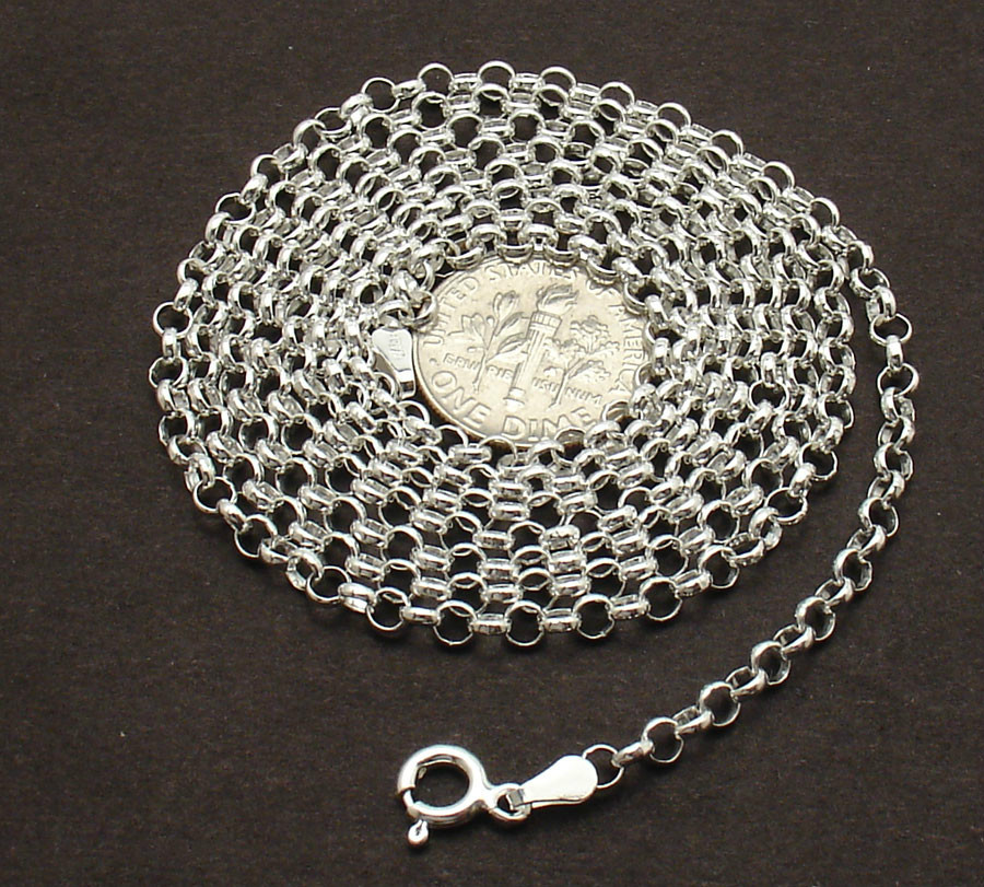 36″ 3mm Polished Round Rolo Chain Necklace Sterling Silver Real 925 Italy