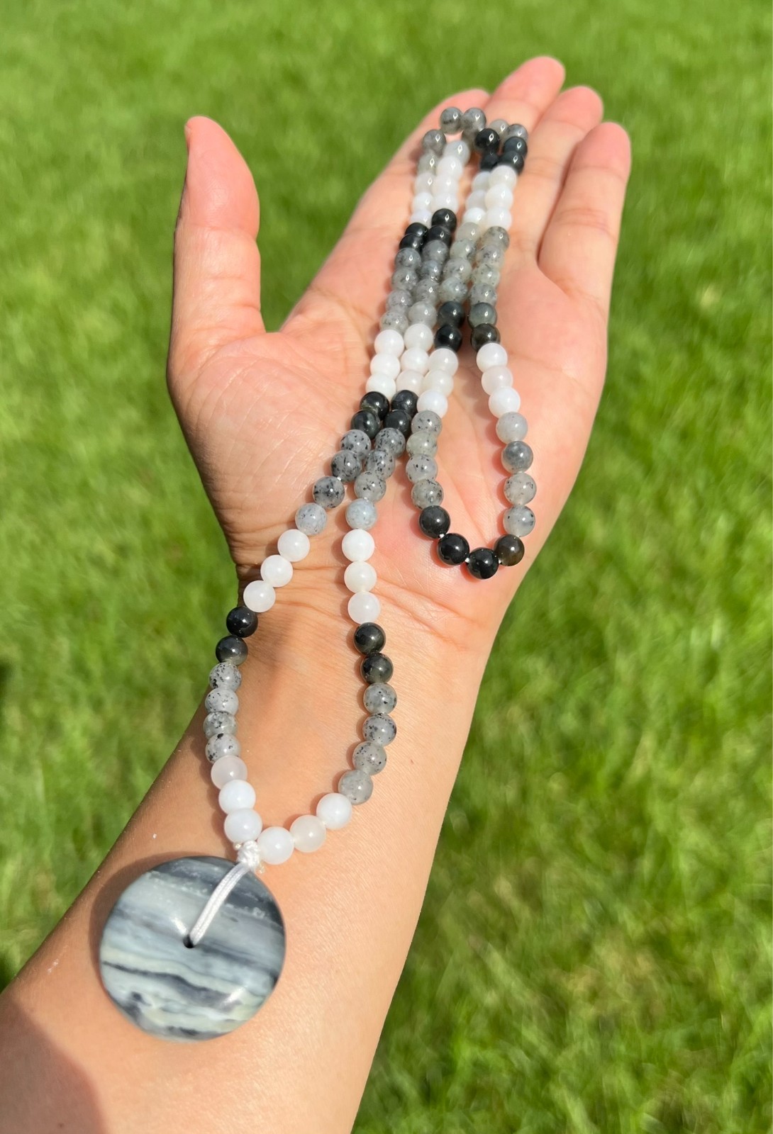 High-Quality Genuine Qinghua Nephrite Jade 6mm 108 Beads 24.5″ Necklace H55 1