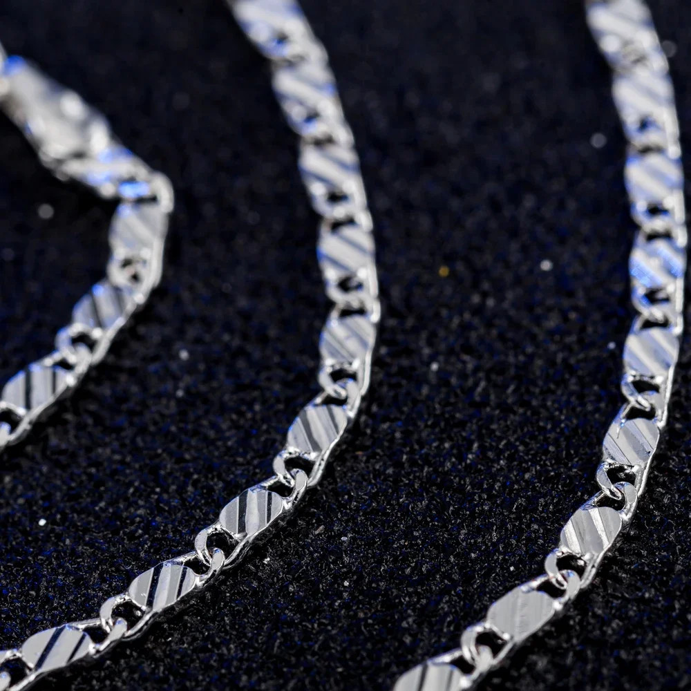 40-75CM 925 Sterling Silver 2mm Charm Chain Necklace Women Man Fashion Jewelry