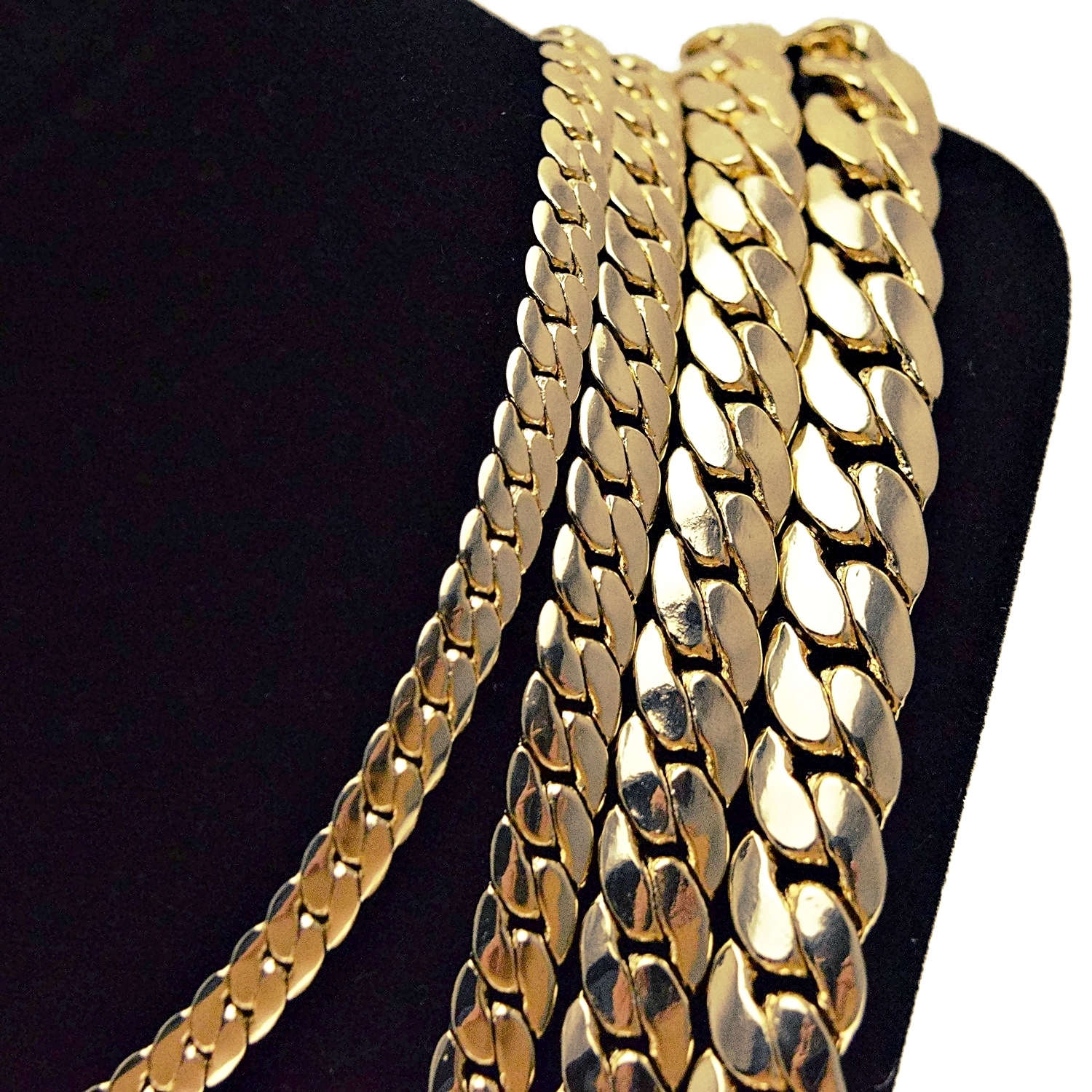 Miami Cuban Link Chain 14k Yellow Gold Plated 5-12 mm Wide 20″ 24″ 30″ Necklace