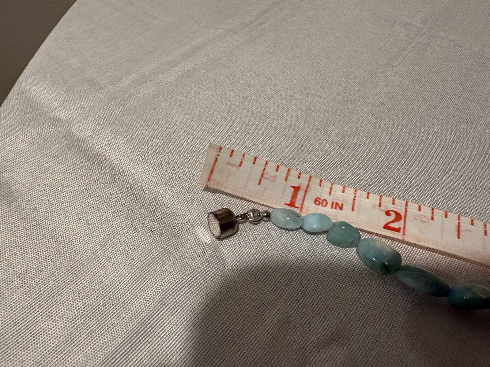 Blue Oval Stone Beaded Necklace, Beaded Chain, Magnetic Closure, Beauty, 19 in