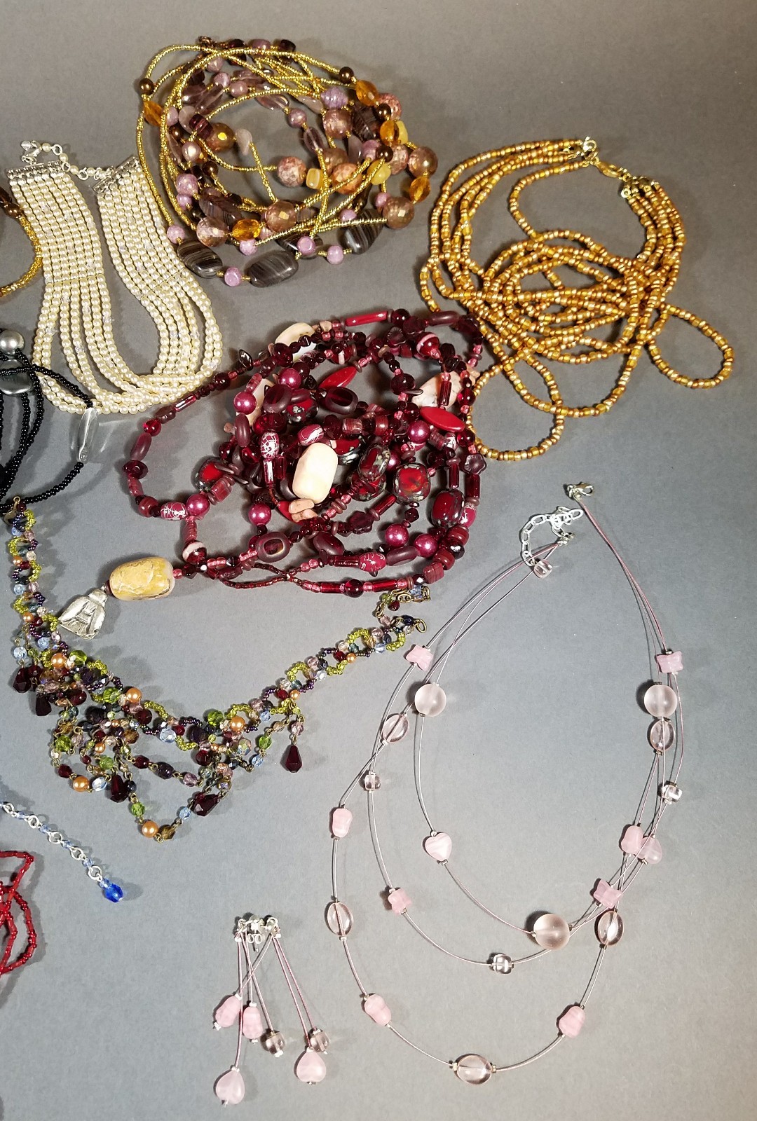 Lot of Mix Fashion Jewelry Necklaces Earrings Belt, wearable, Czech glass beads