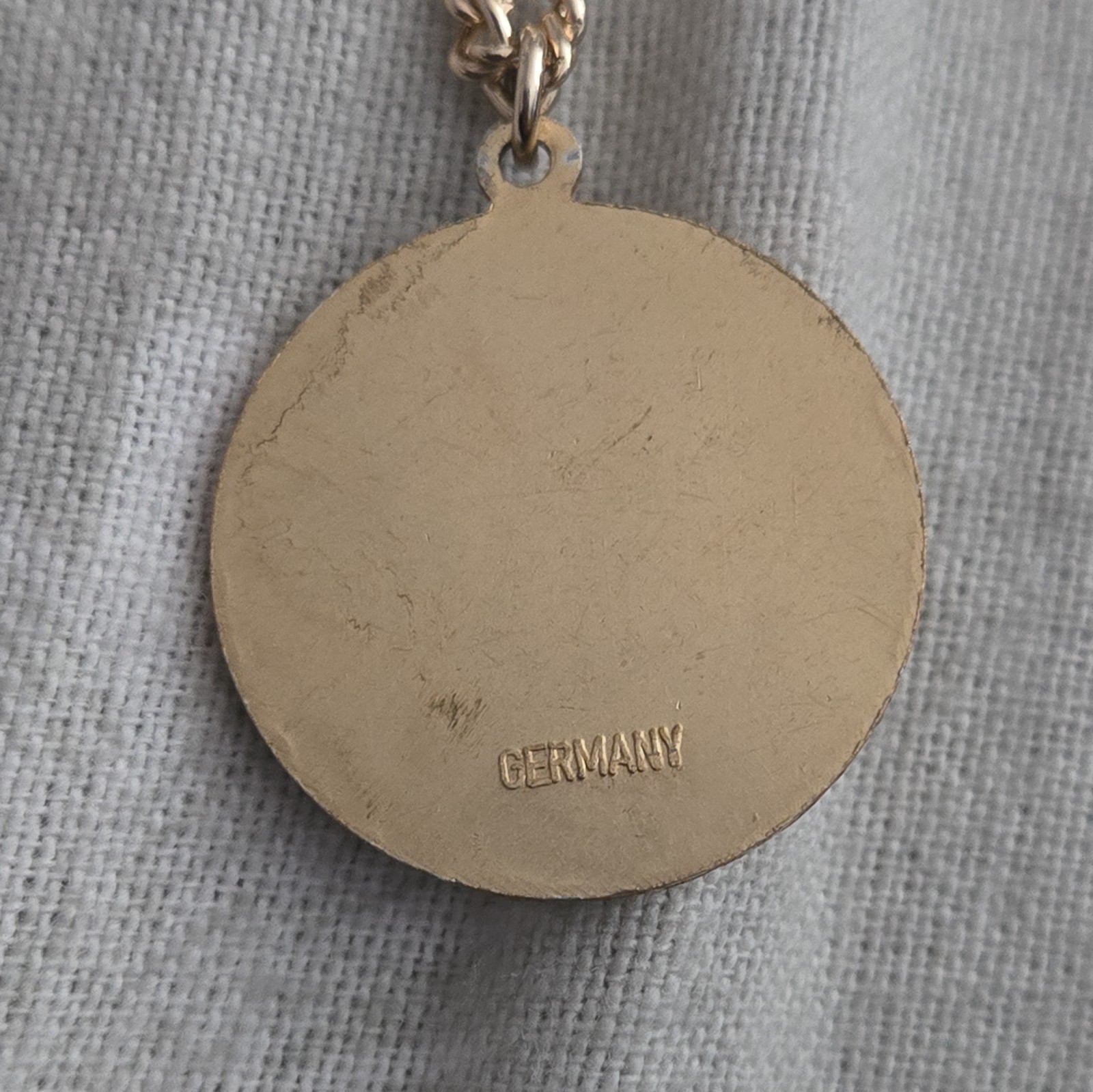 Vintage Necklace Chain Gold Tone Pendant Mother Mary Germany Match Religious