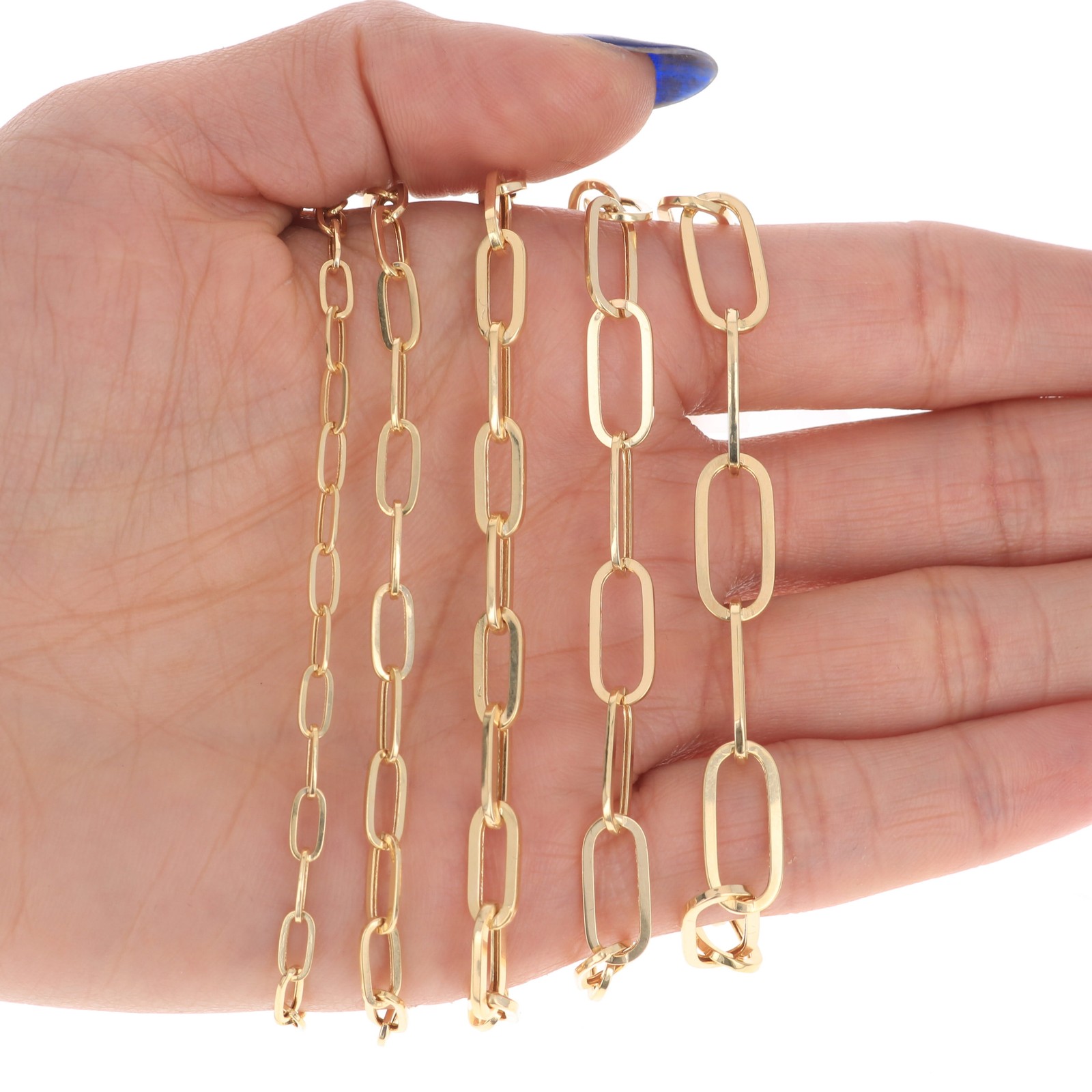 10k Yellow Gold Paperclip 2mm-7mm Chain Cable Rolo Necklace Mens Womens 16″-24″
