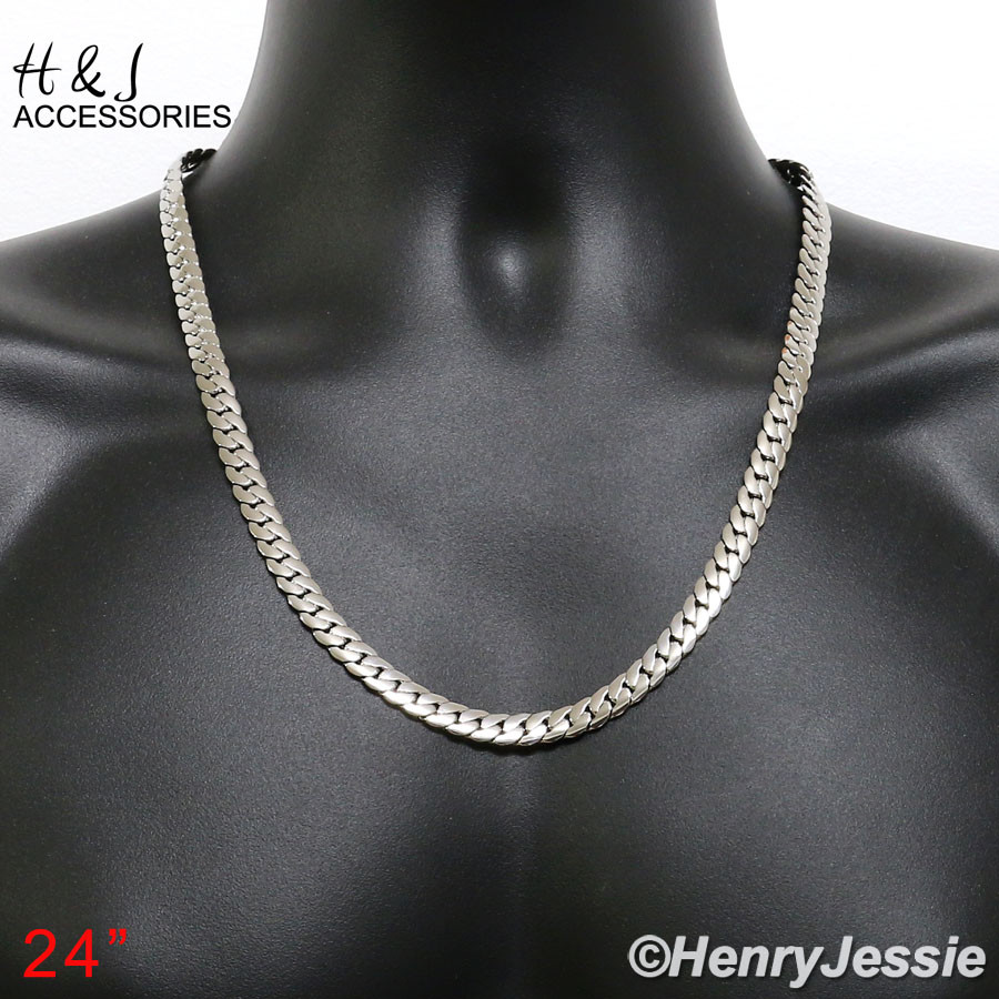 18-40″MEN 316L Stainless Steel 8mm Silver Miami Cuban Curb Link Chain Necklace