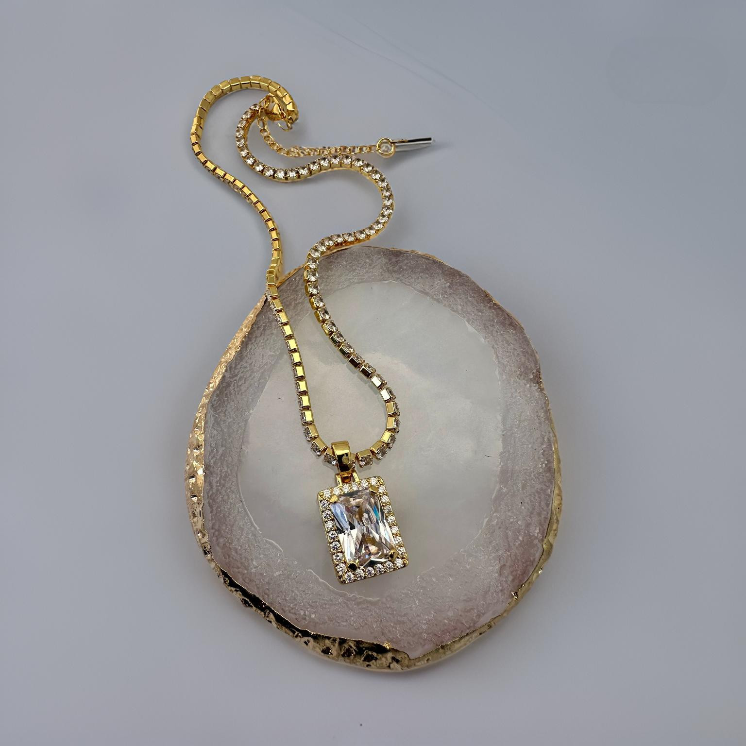Zircon Tennis Chain pendant Necklace Charm Tarnish Free Fashion Stainless Steel