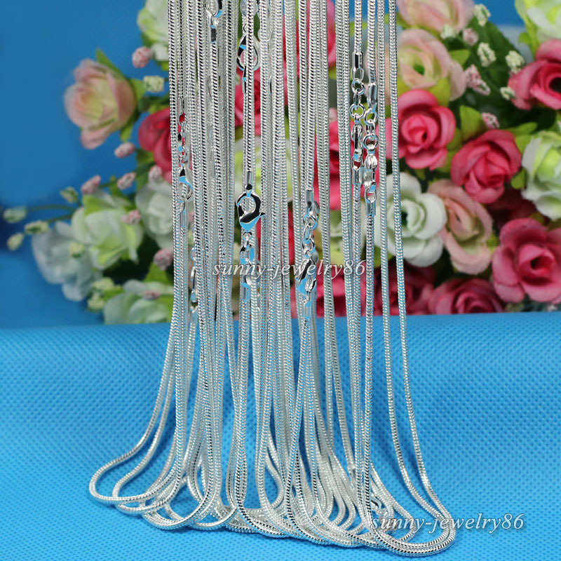 Wholesale 925 Sterling Solid Silver Plated 2mm Snake Chain Necklace 16″-24″