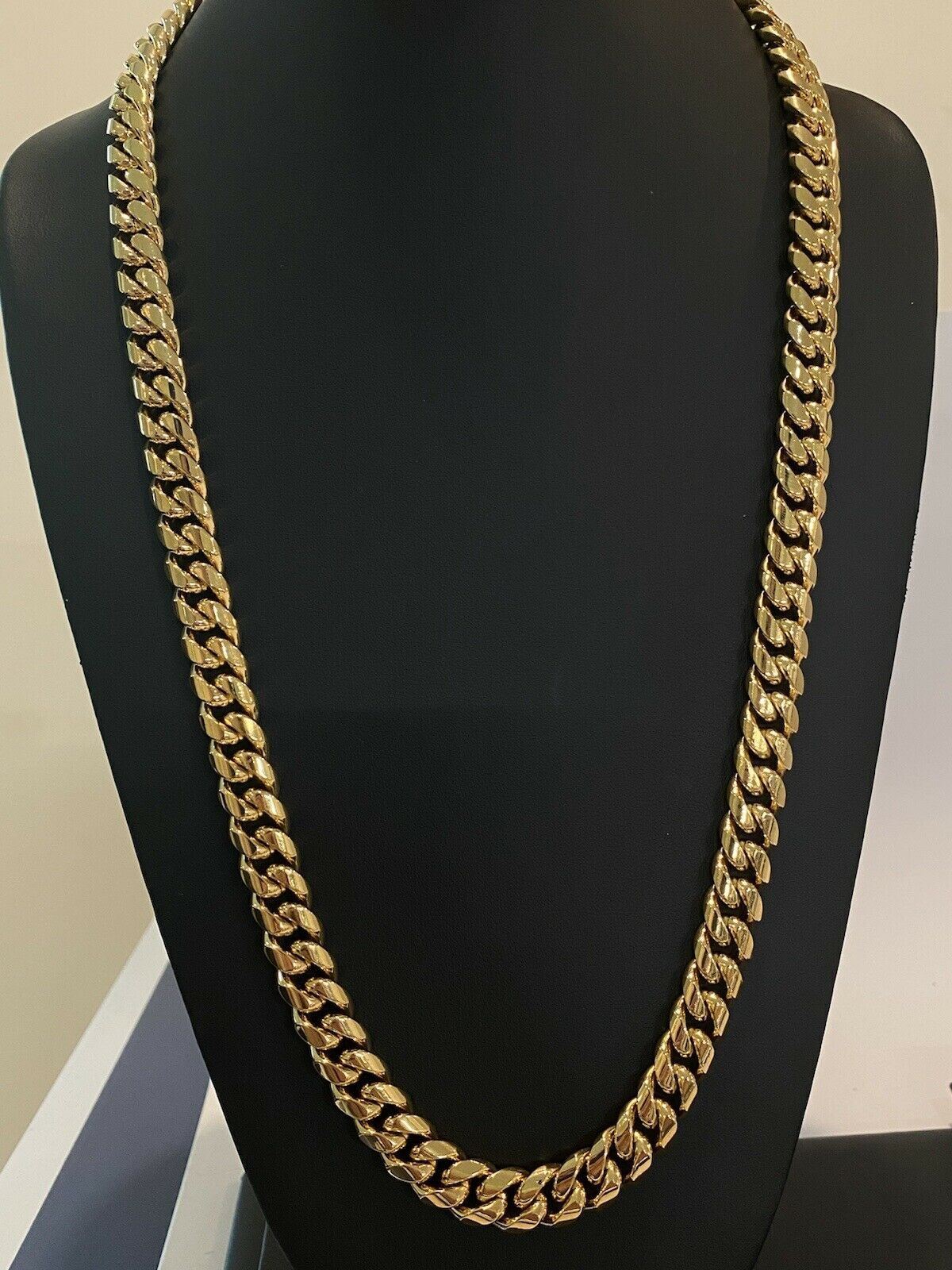 12mm 30″ Men Miami Cuban Link Necklace 14k Gold Plated Stainless Steel Chain