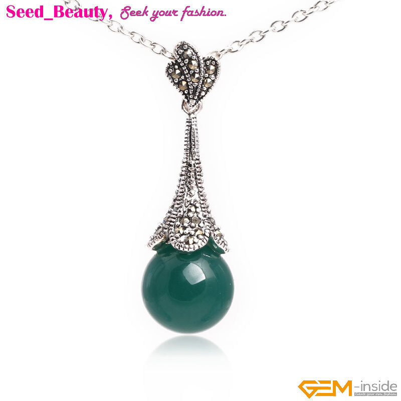Tibetan Silver Plated Assorted Color Stone Marcasite Jewelry Necklace Pendant SD