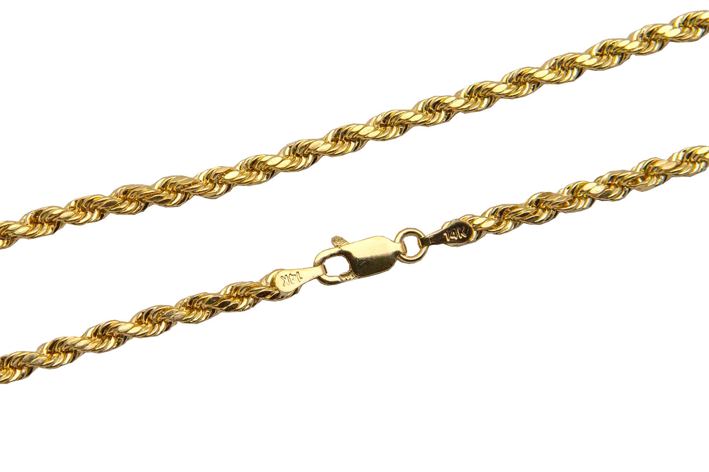 14k Solid Yellow Gold Rope Chain Necklace Bracelet 1mm-10mm Men Women Sz 7″-30″