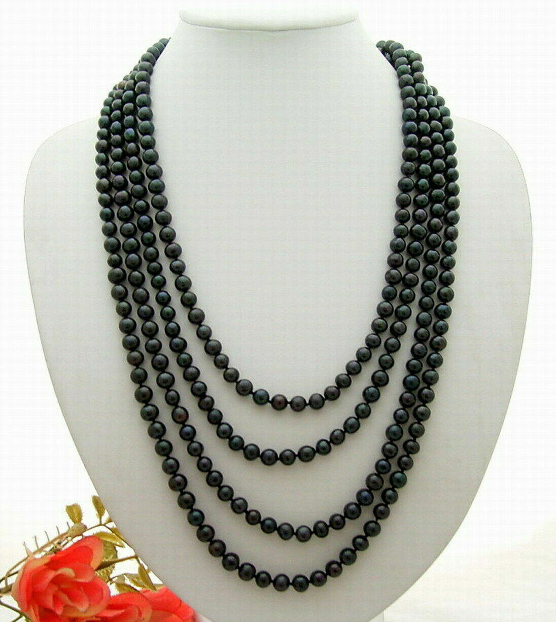 7-8mm Natural South Freshwater Black Pearl Fashion Long Necklace 100” AAA++