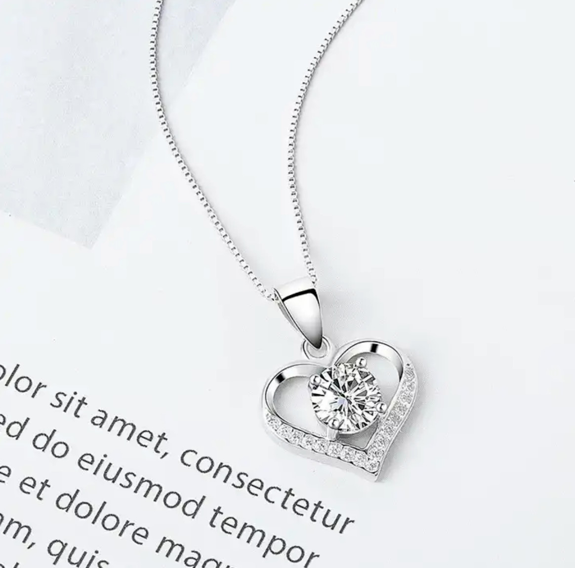 Sterling Silver Plated Love Heart Pendant Necklace FREE SHIPPING OVER 10$