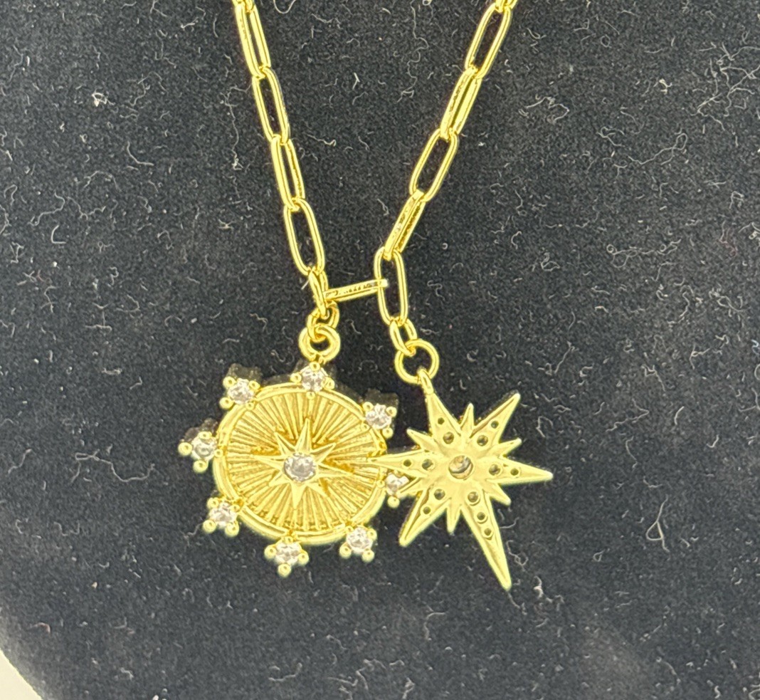 Jennifer Miller Jewelry Starburst 18” Long Necklace 14K CZ Stone New Retail $195