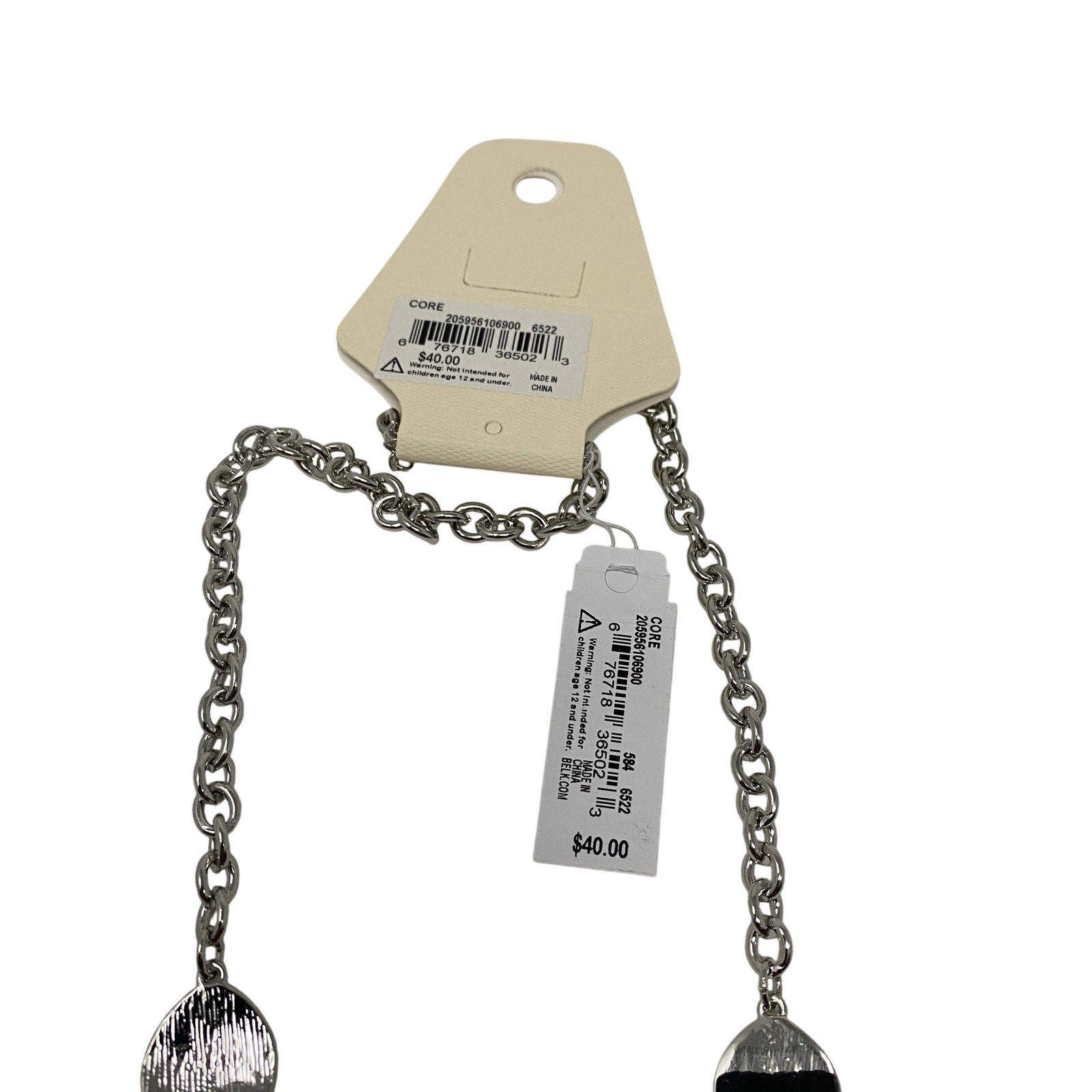 New Directions 20″ Necklace Polished & Hammered Discs Thick Rolo Chain NWT