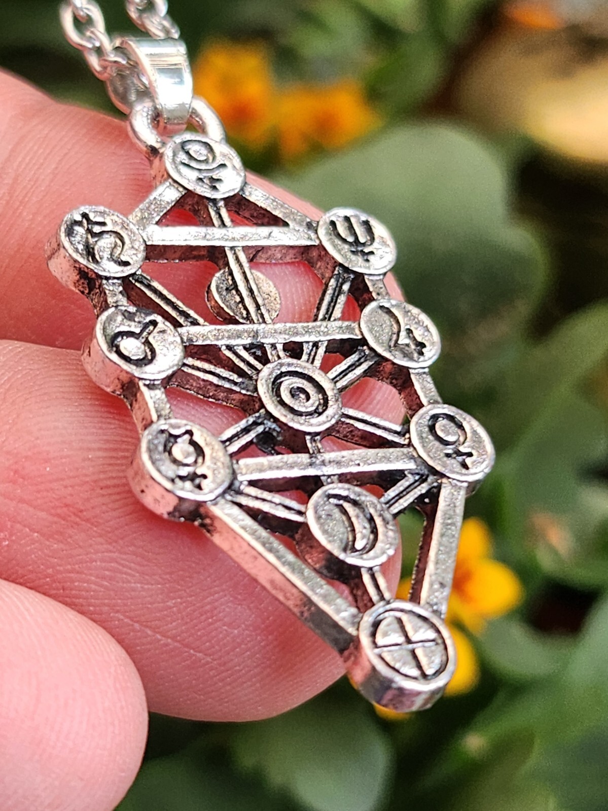 Tree of Life Kabbalah Pendant Necklace Geometric Silver Jewish Sefirot Jewellery