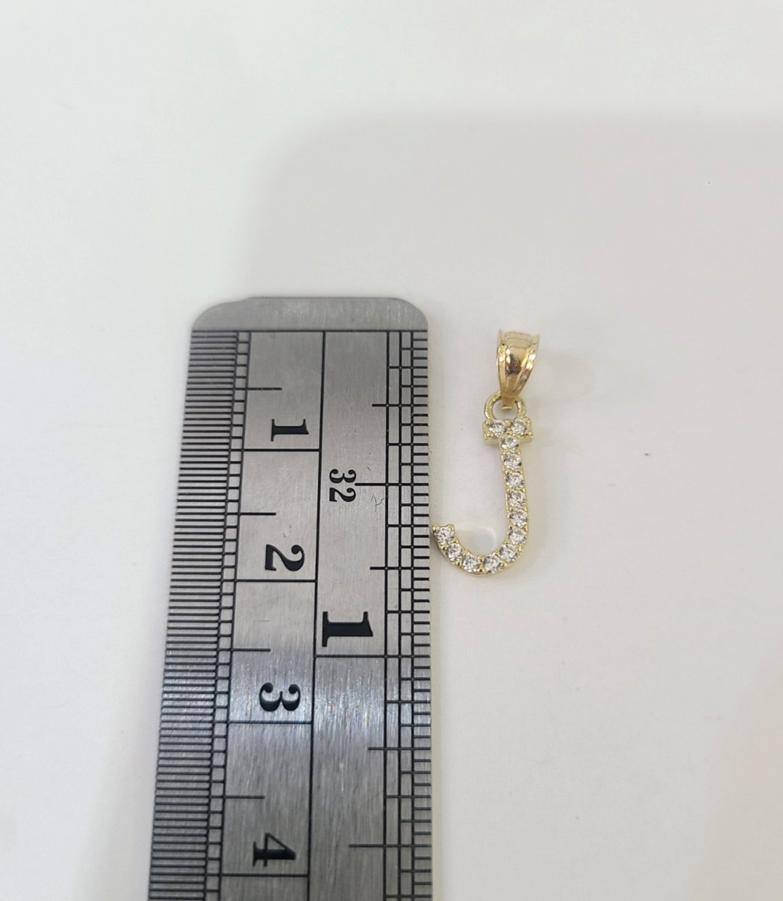 10K Gold Solid Franco Chain J Initial CZ Stone Pendant Set 1mm 16 18 20 22 Women