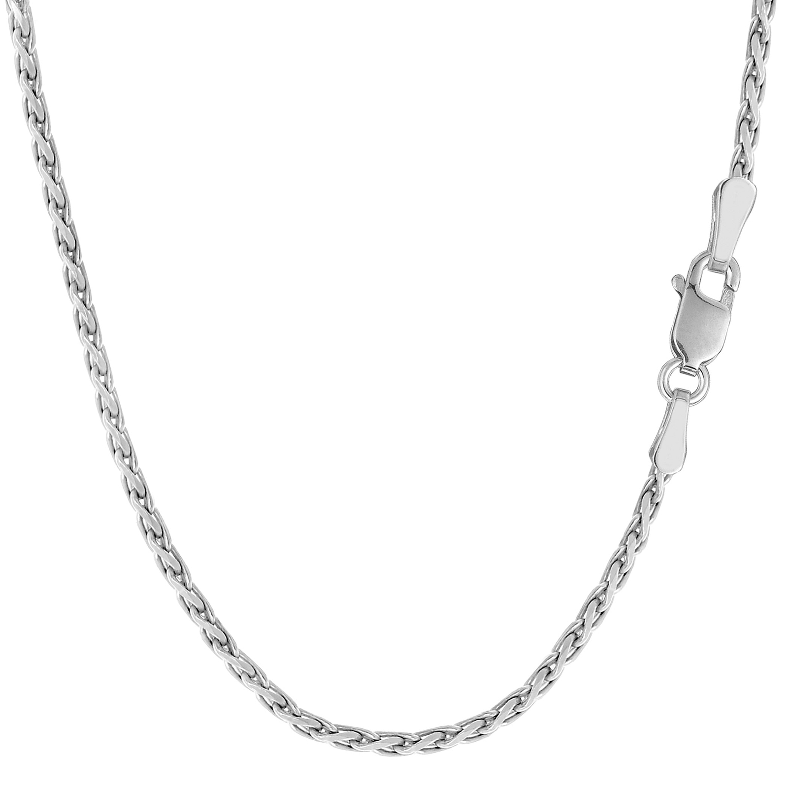 Sterling Silver Rhodium Plated Spiga Chain Necklace, 2.2mm, 24″