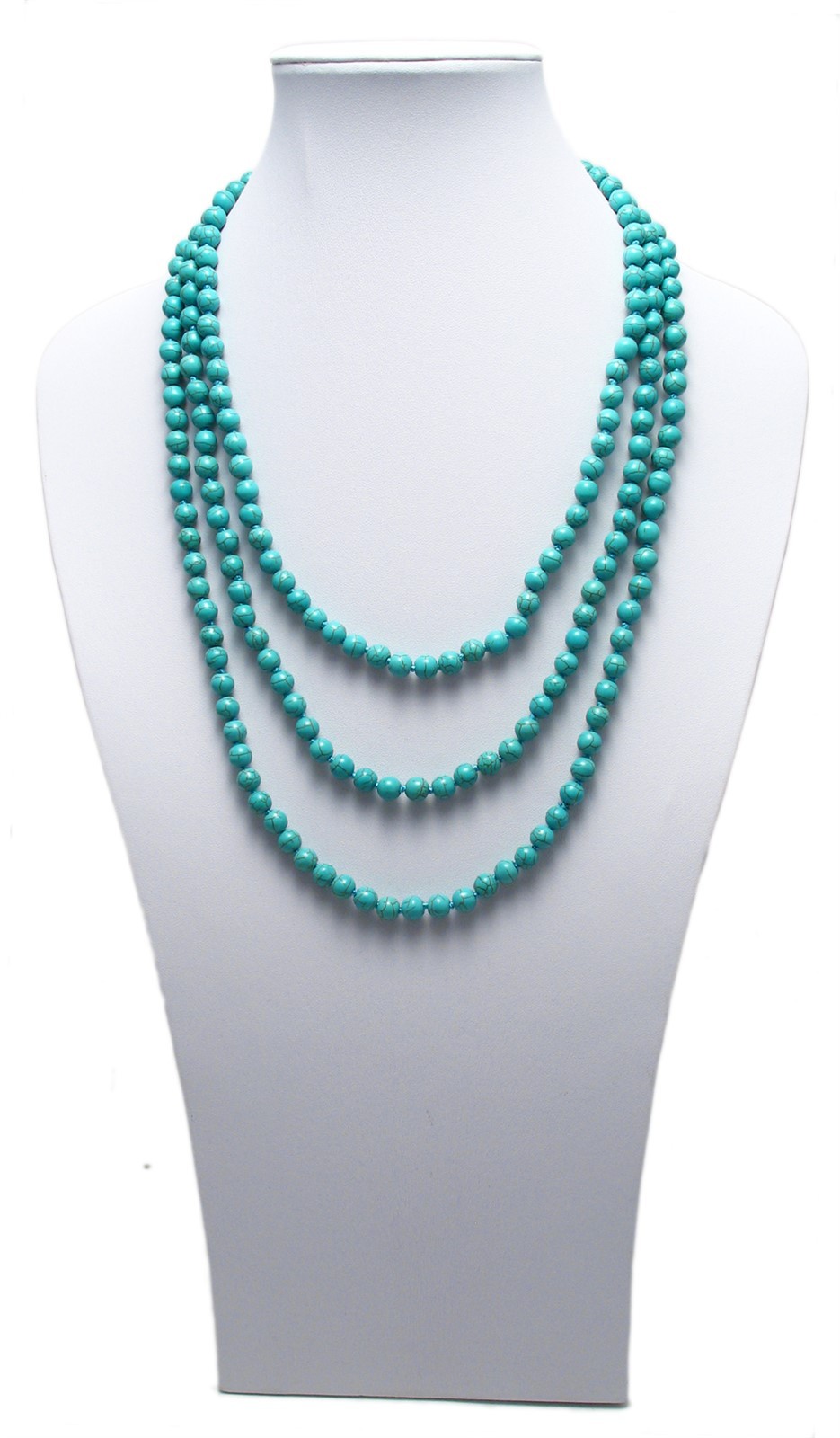 Genuine Natural Turquoise 60″ Long 8mm Bead Stranded Necklace