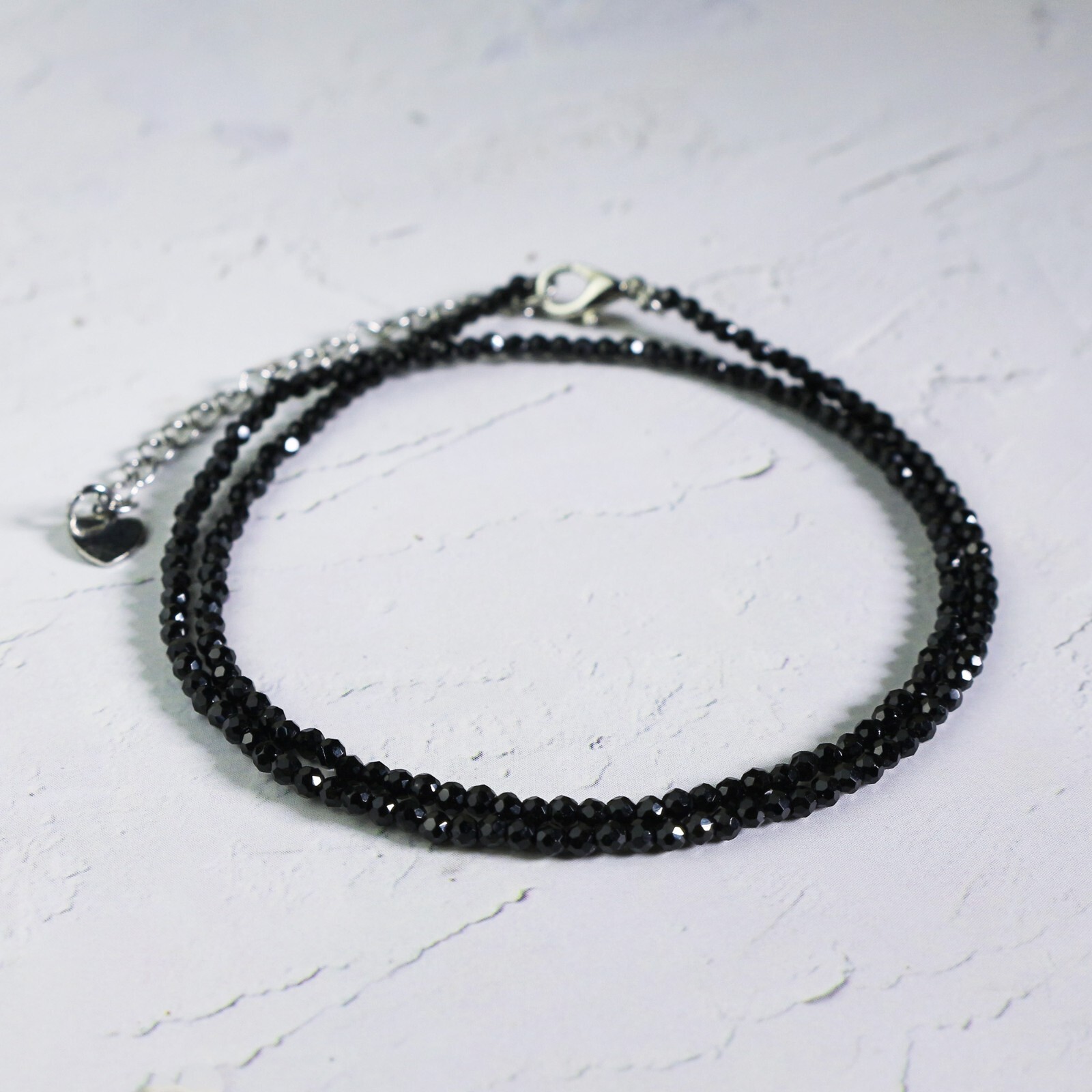 Minimalist Obsidian Choker 2mm Beaded Delicate Necklace Healing Chakra Necklace