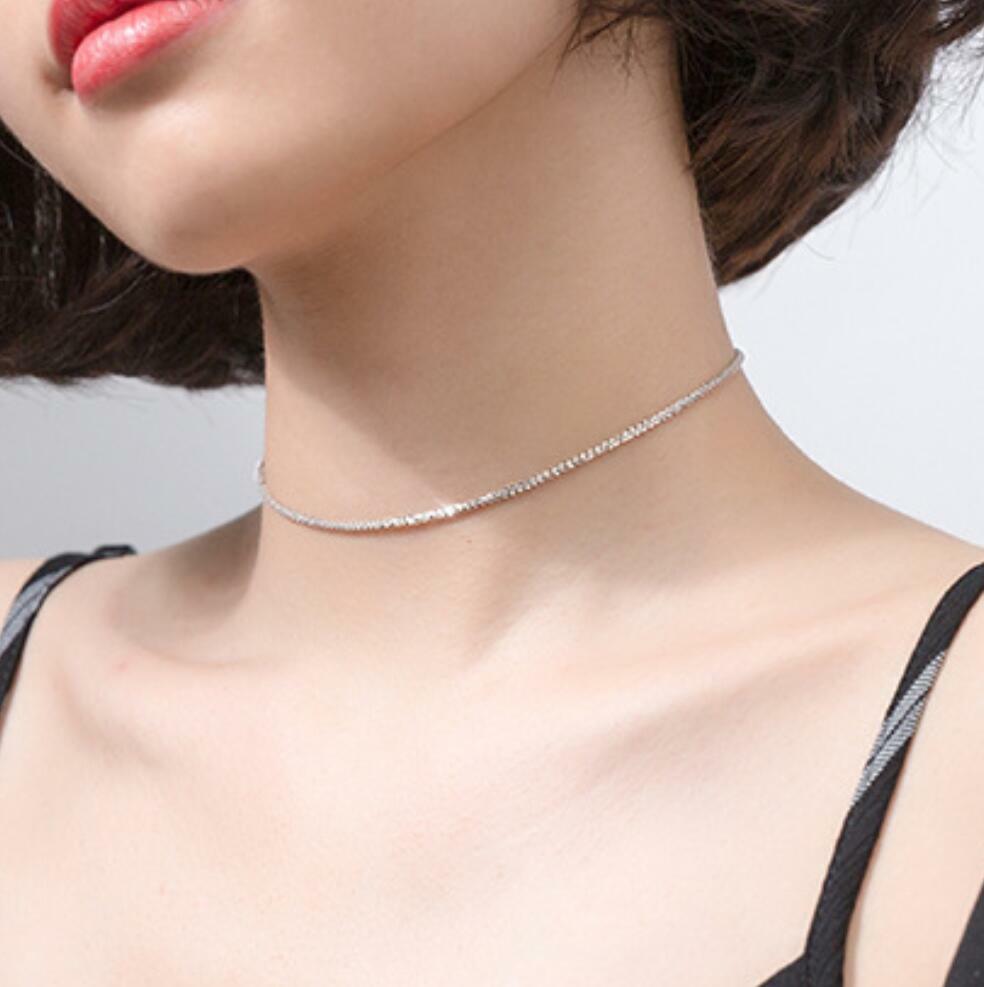 Sterling Silver Bling Choker 1.7mm Margarita Chain Necklace A2916