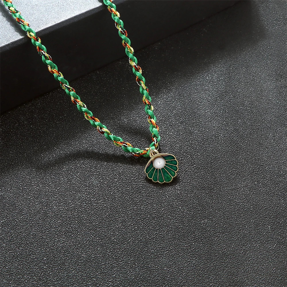 Bohemia Seashell Pendant Necklaces Adjustable Handmade Braided Rope Choker Fashi