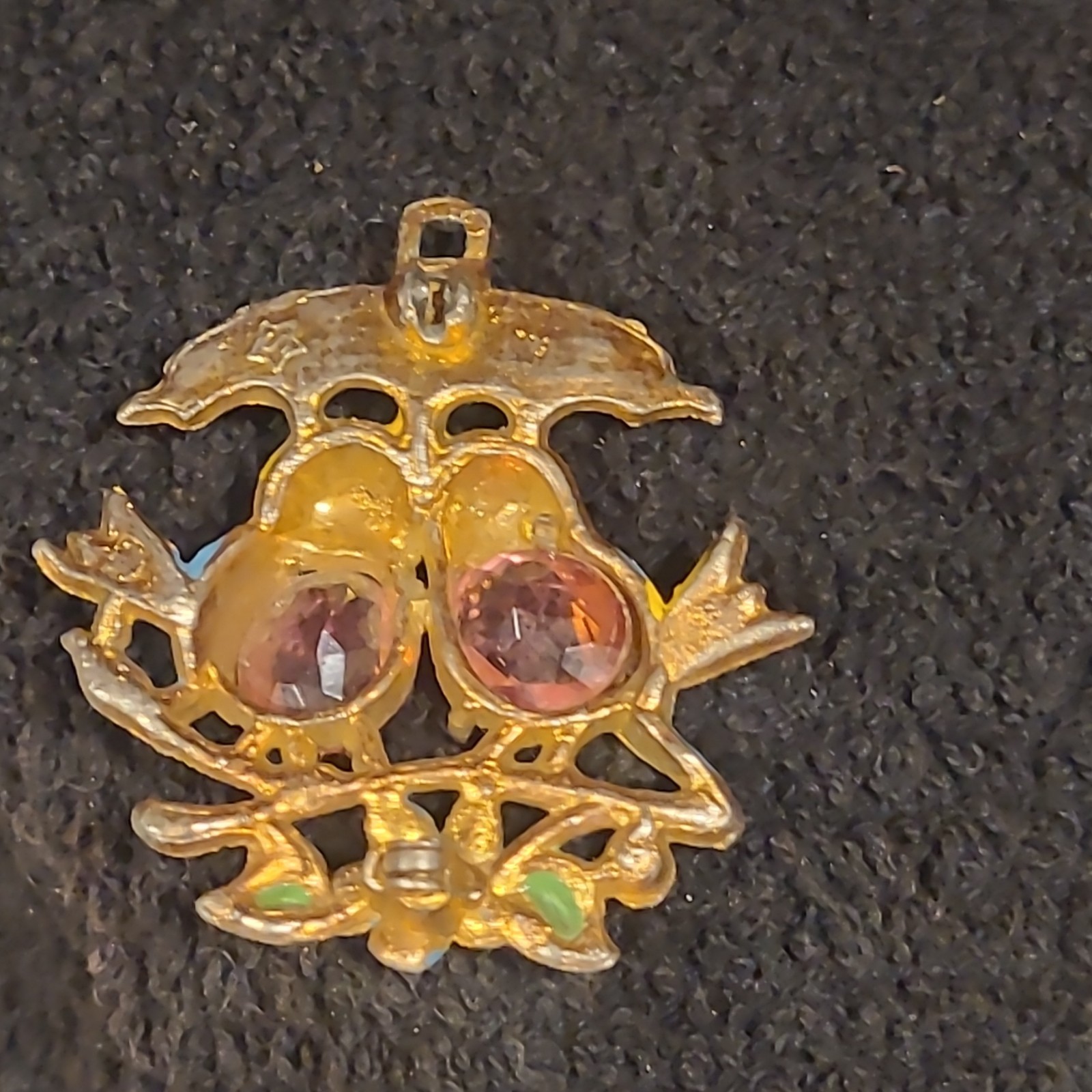 Vtg 1940s Fred Gray Love Birds Umbrella Jelly Belly Pendant Necklace Heirloom