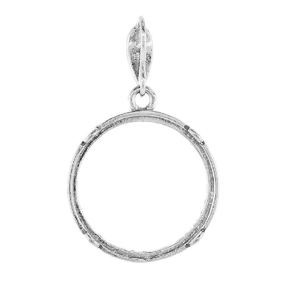 19 mm Sterling Silver 1 Cent Coin Prong Back Bezel Pendant, Box Chain