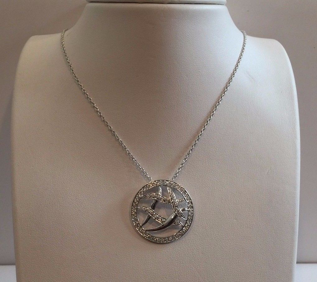 925 SILVER SILVER ABSTACT CIRCLE PENDANT NECKLACE W/2.50 CT ACCENTS/18”