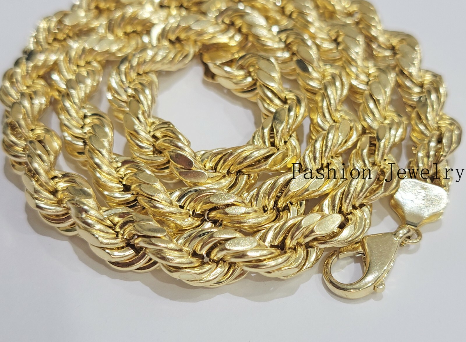 10k Real Yellow Gold Rope Chain 10mm 28 Inch Necklace diamond cut