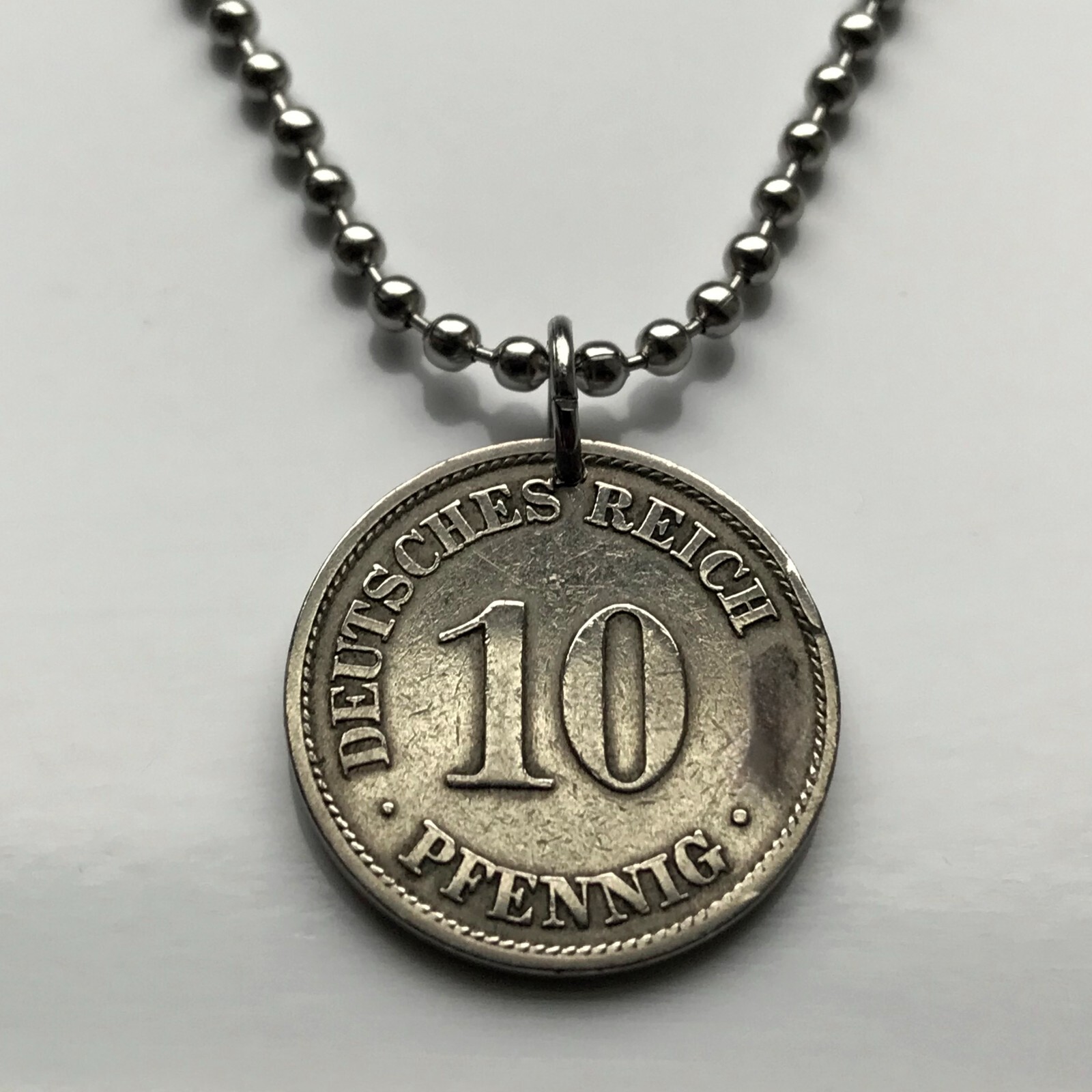 1890-1916 Germany Deutschland 10 Pfennig coin pendant German eagle Berlin 000315