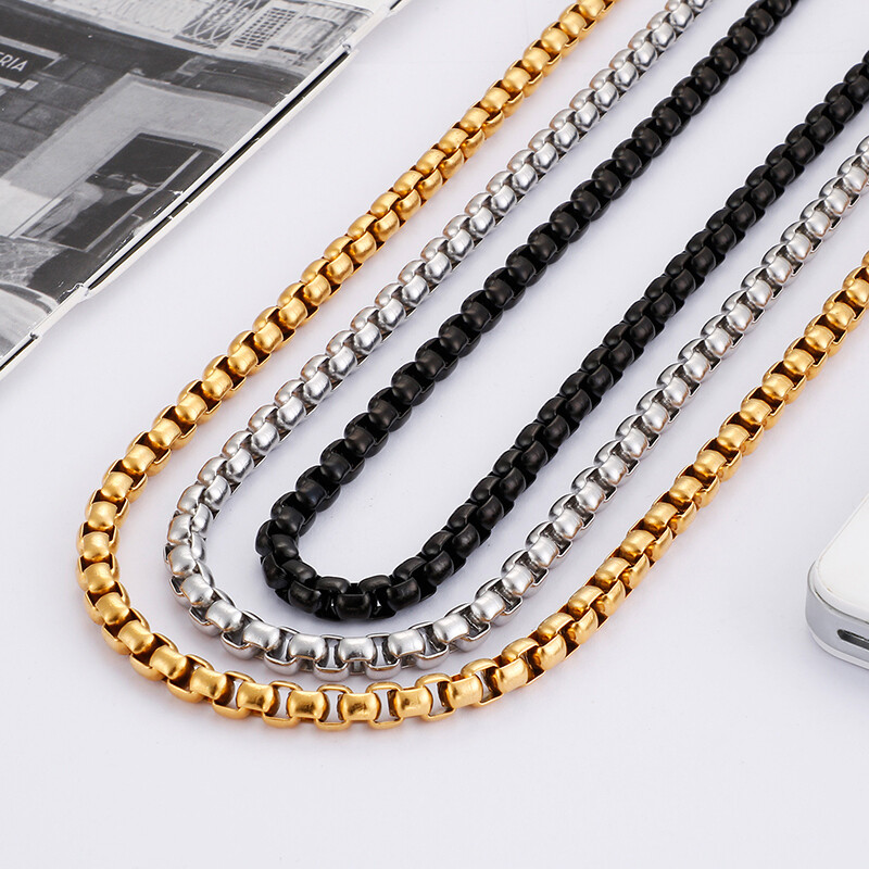 5pcs in bulk Stainless steel Square Rolo Chain Necklace Strong Link 6mm 18-26in
