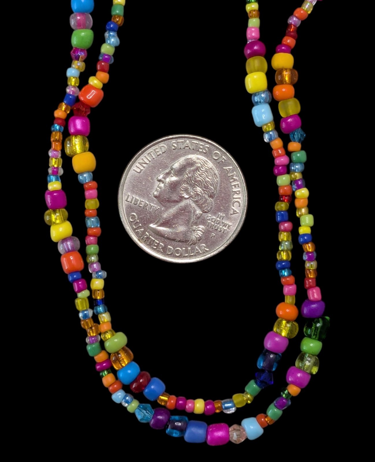 Handmade Colorful Glass Seed Love Bead Hippie Boho Long Wrap Necklace 48″