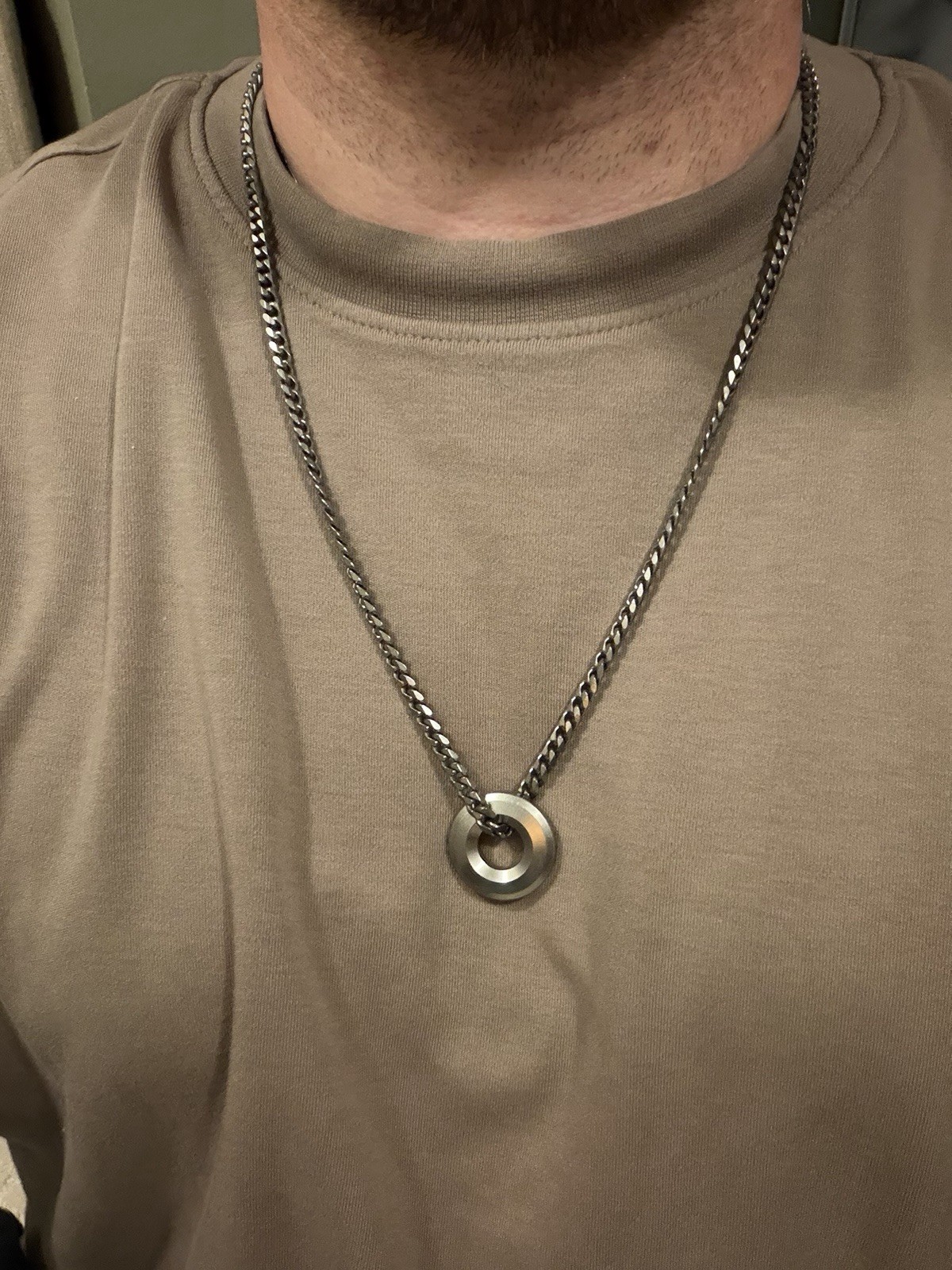 24 inch Titanium Curb Chain and Pendant Necklace