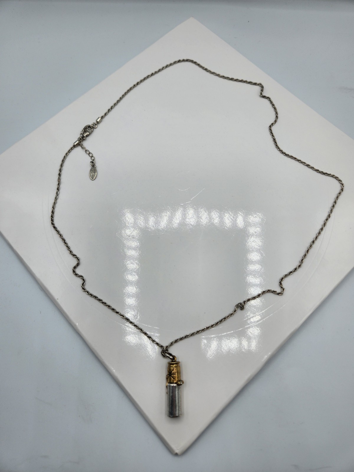 Hultquist Copenhagen Vintage Scent Perfume Bottle Pendant Necklace Silver Rope