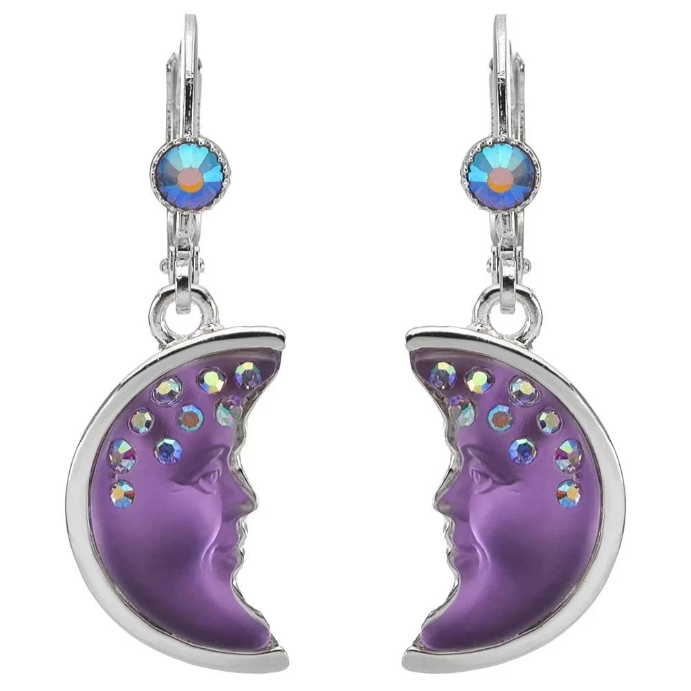 KIRKS FOLLY GODDESS SEAVIEW MOON 25mm OPEN RING CHARM Purple/ST & Earrings #98