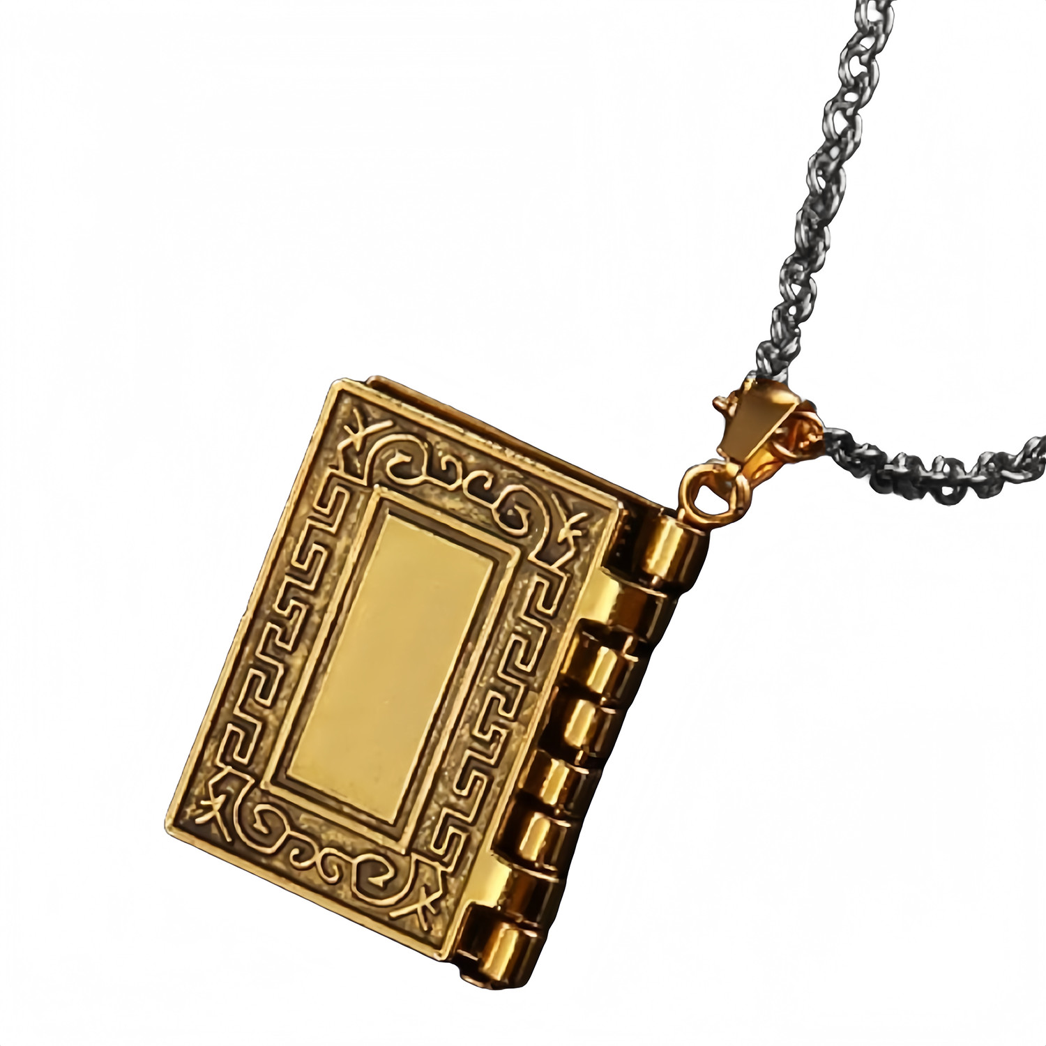Bible Book Pendant Necklace Vintage Gold Cross Unique Jewelry For Men Women US