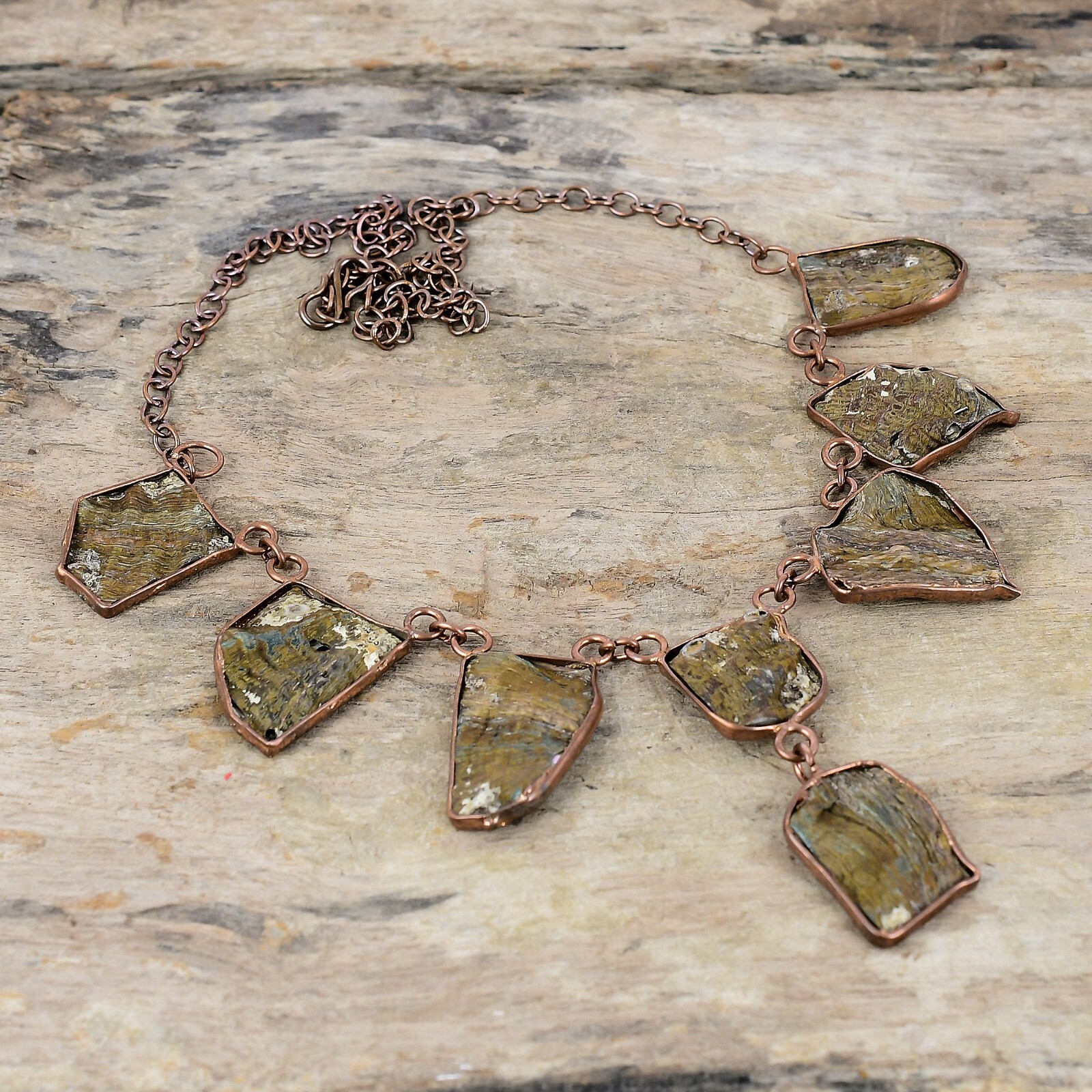 Abalone Shell Rough Copper Bestie Gift Electroformed Adjustable Necklace 18.0″