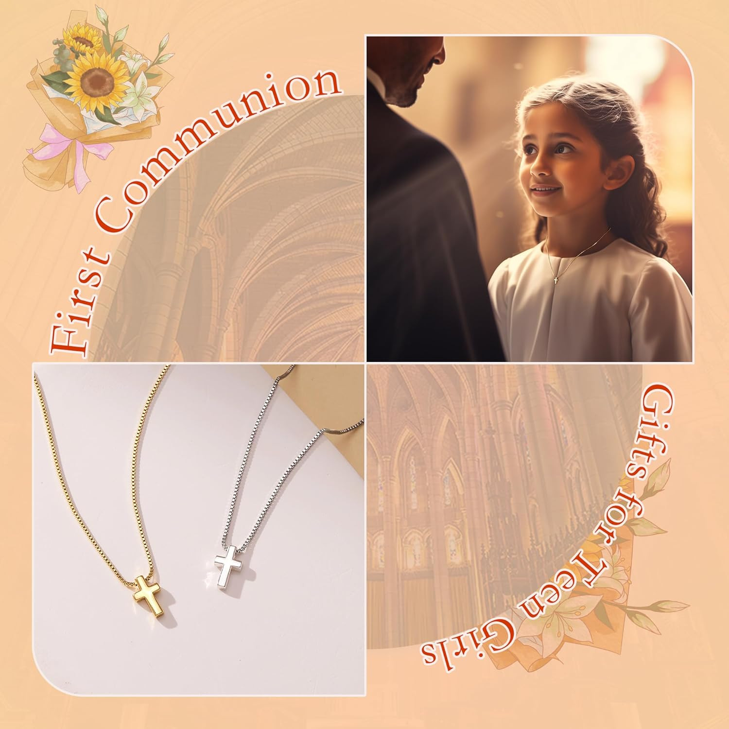 Dainty 14K Gold Cross Necklace for Women & Girls – Graduation Gift 2026