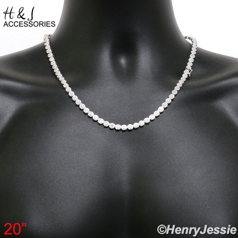 MEN 925 STERLING SILVER 18″-30″X5MM 1 ROW ICY CZ FLOWER CLUSTER NECKLACE*N15