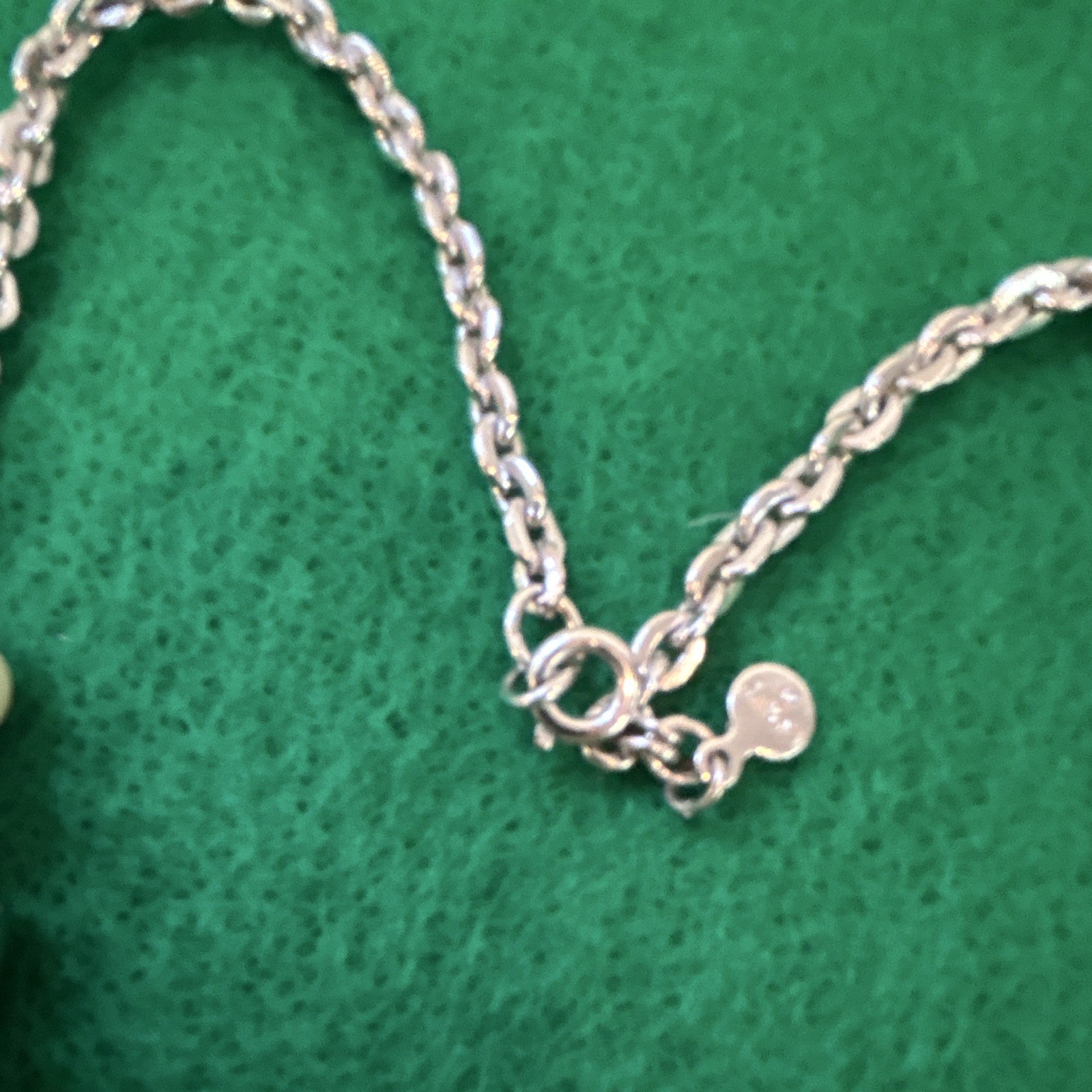 Loft Stamped Silver-Tone Cable Chain Necklace Faux Pearl Beaded Cluster