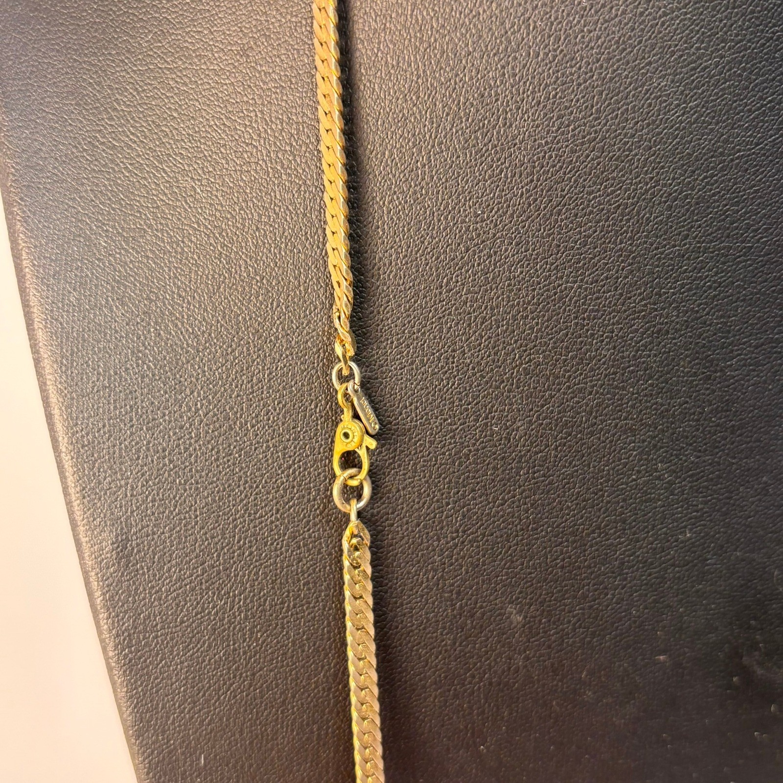 Monet Necklace Gold Flat Curb Link Chain Minimalist 90s Boho Chic Statement
