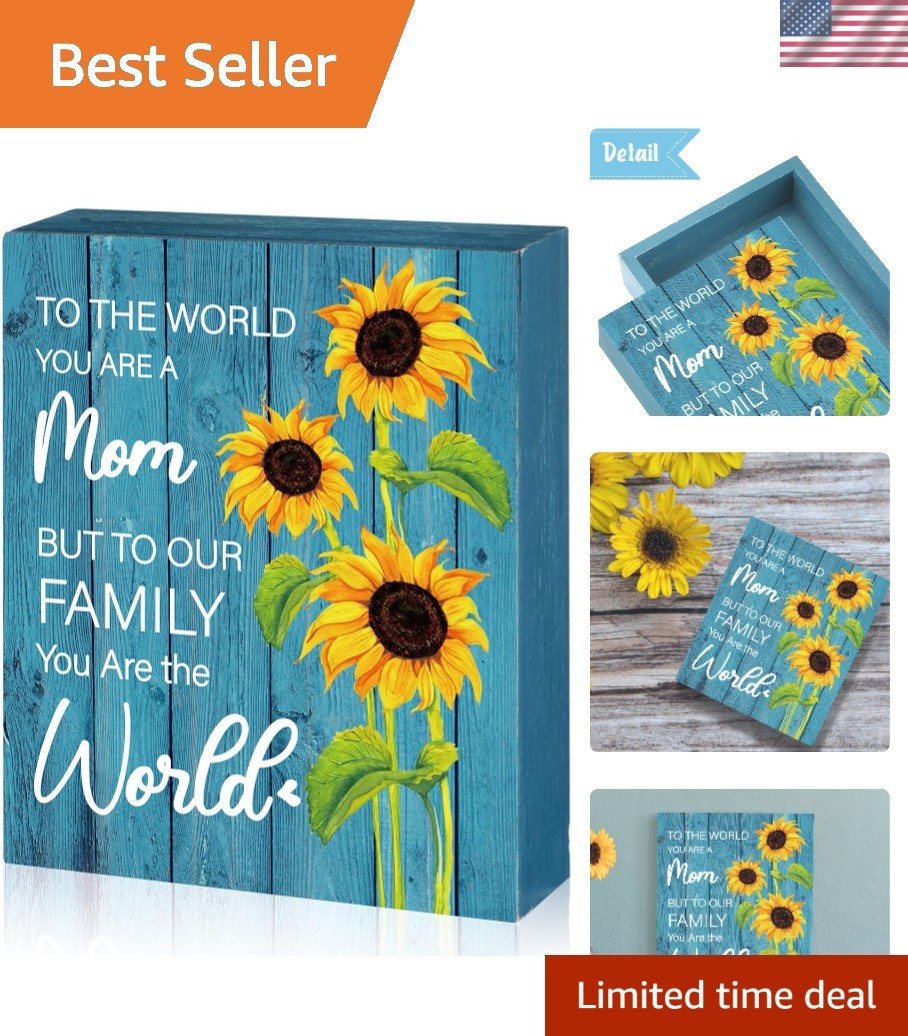 Classic Wooden Mom Sign with Sunflowers – Perfect for Mother’s Day Gift