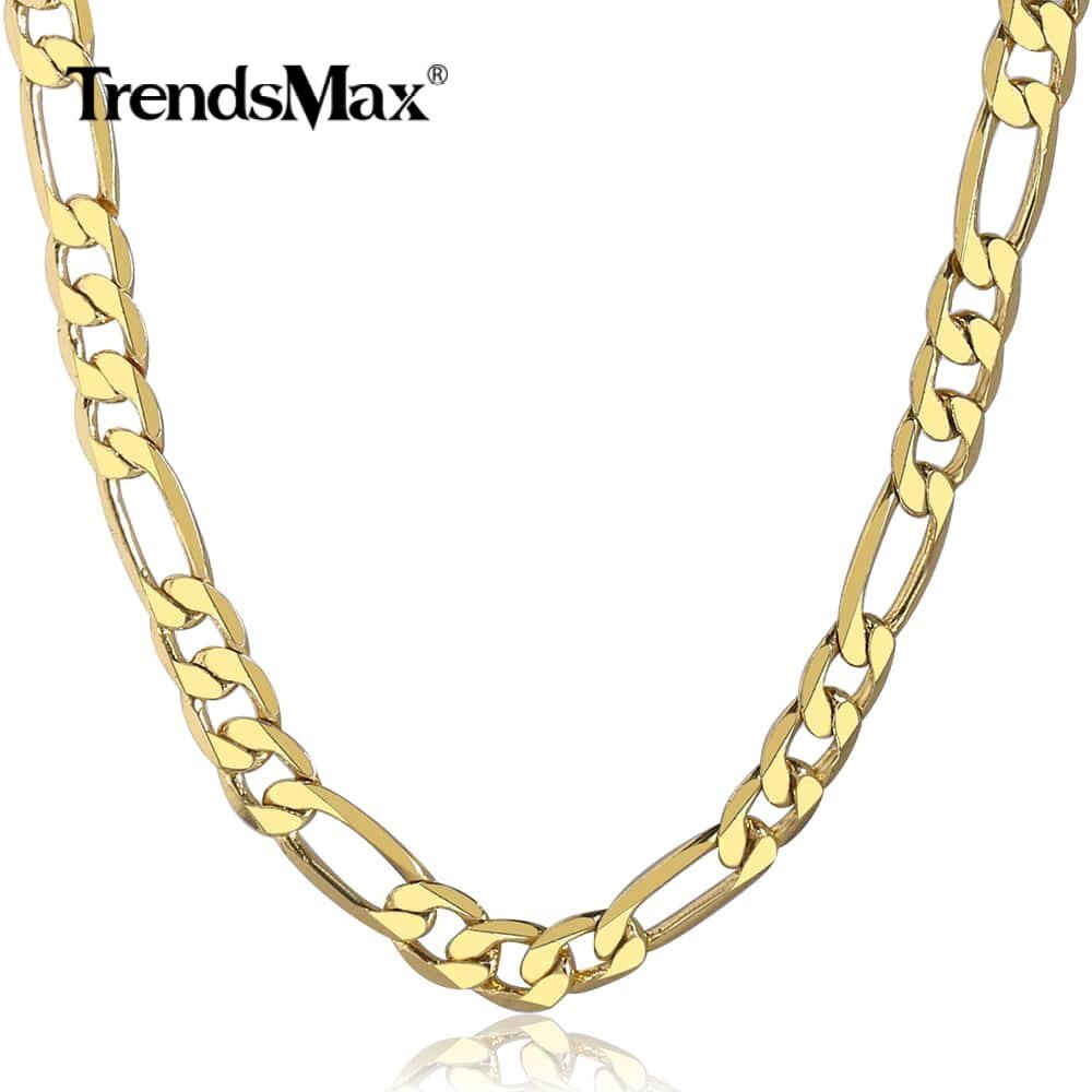6MM 18-24″ Gold Filled Figaro Link Chain Necklace Choker Jewelry for Men Women