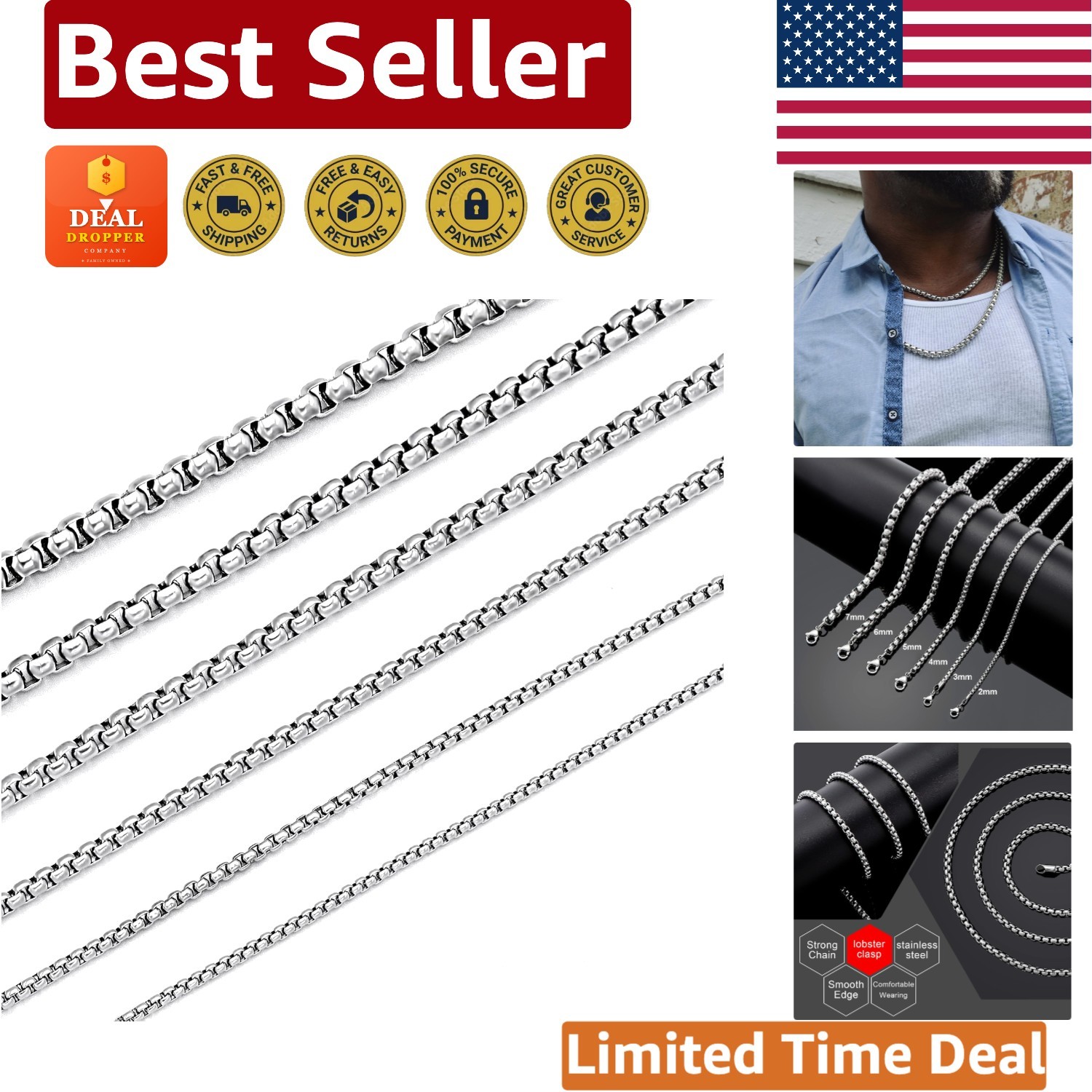 Gift-Ready 16-Inch Rolo Chain Necklace in Durable Stainless Steel – Unisex Style